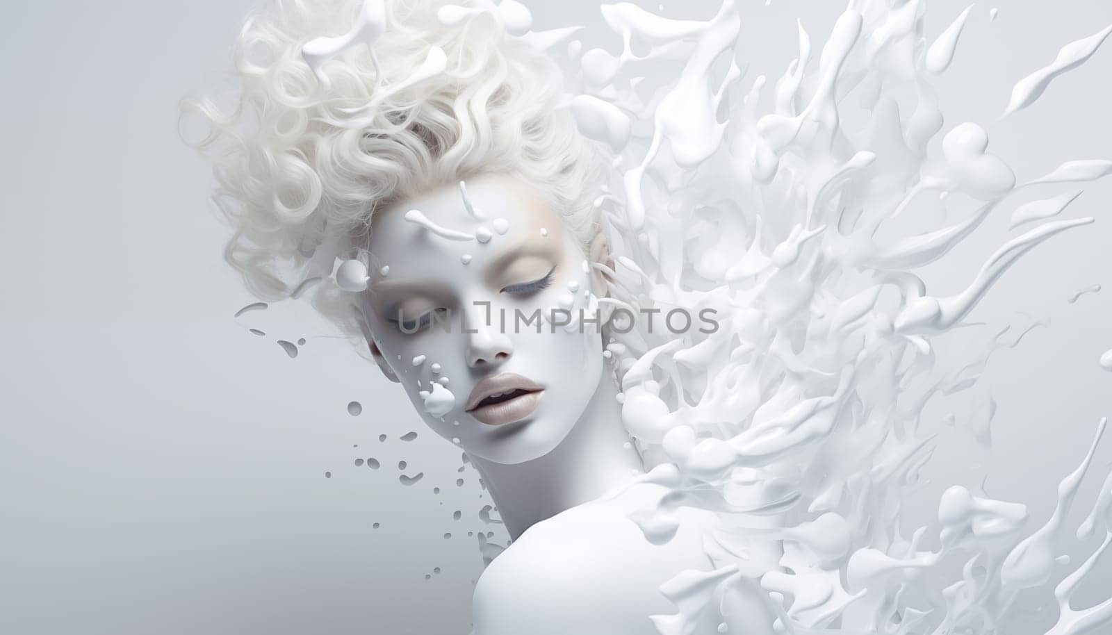 Woman portrait on an abstract white background. by Nadtochiy