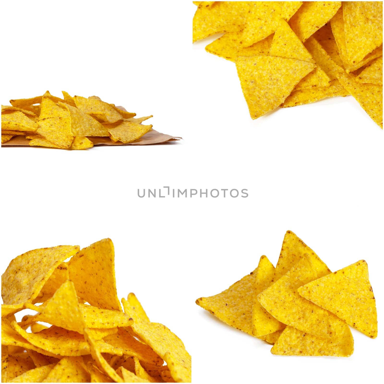 Potato chips isolated on white background. Collection. by Fabrikasimf