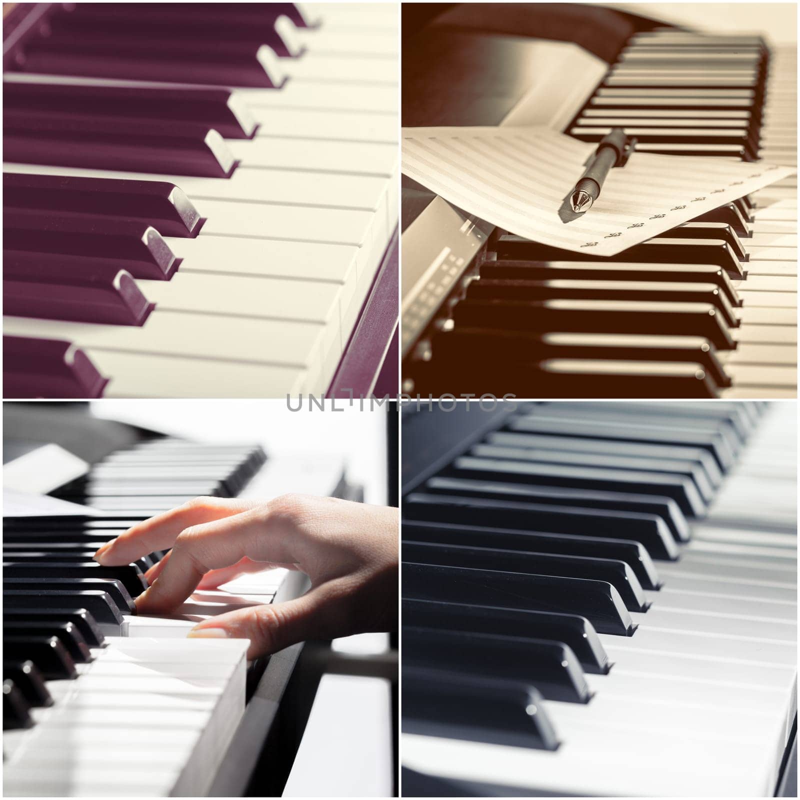 Piano keyboard close up. collage. by Fabrikasimf