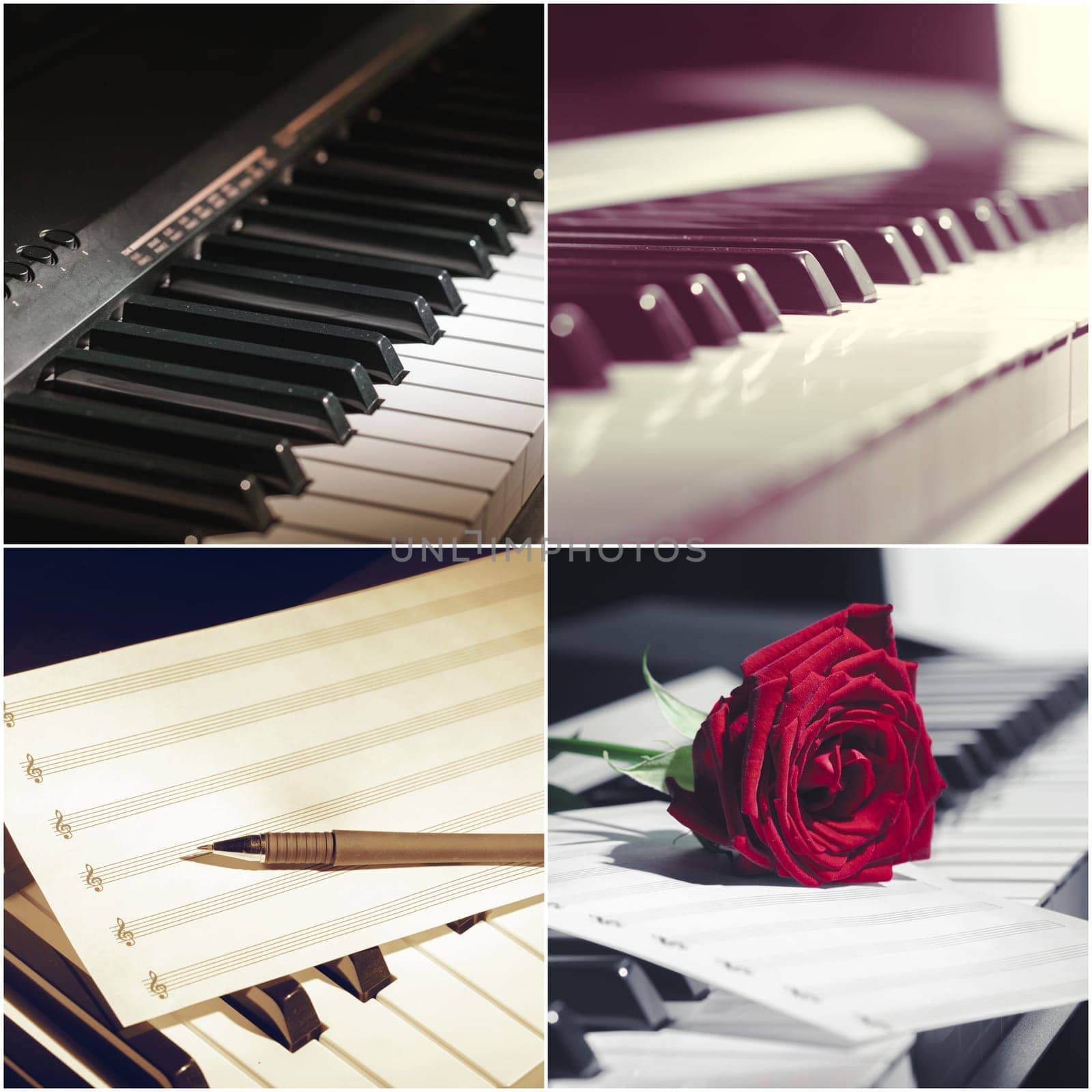 Piano keyboard close up. collage. by Fabrikasimf