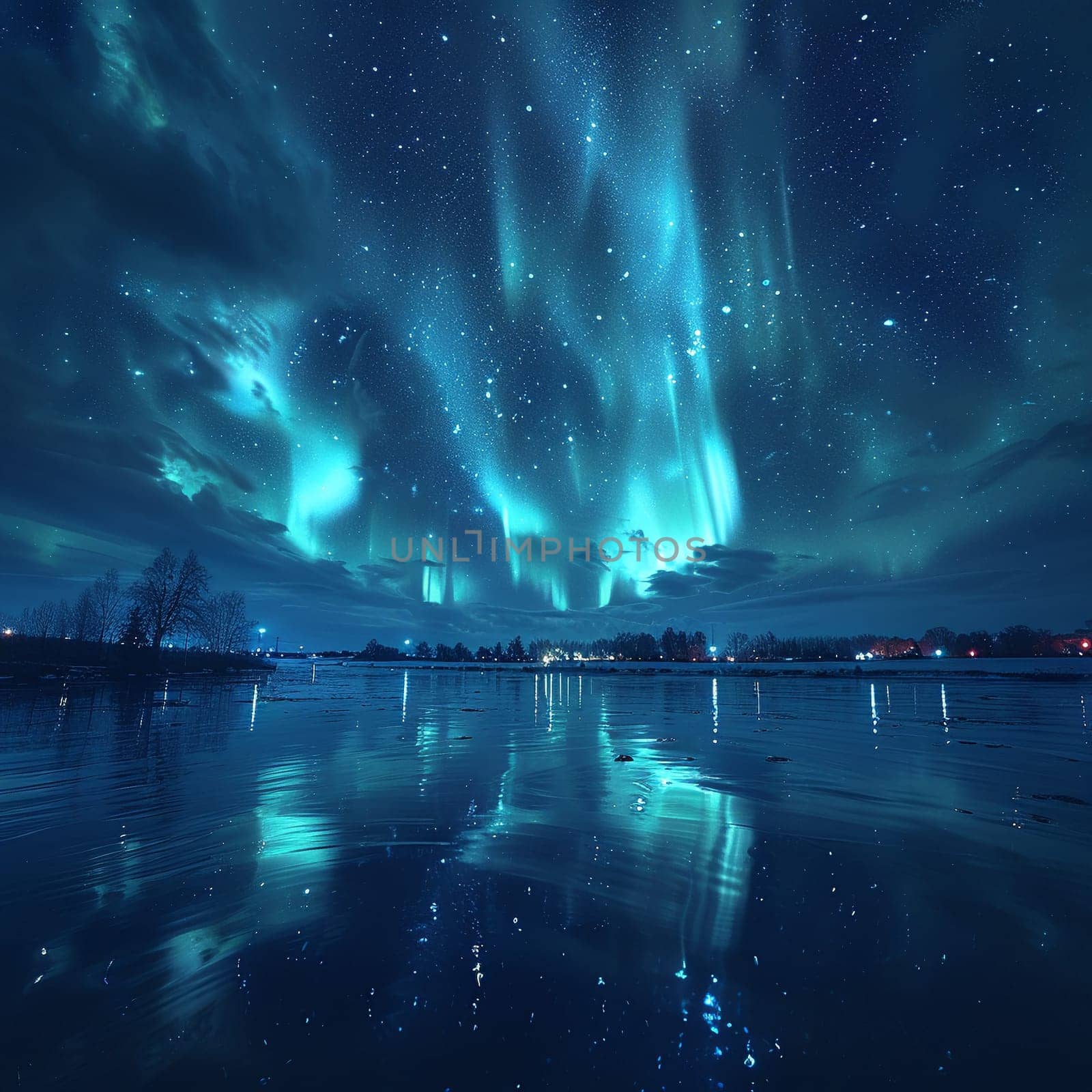 Aurora borealis illuminating the night sky by Benzoix