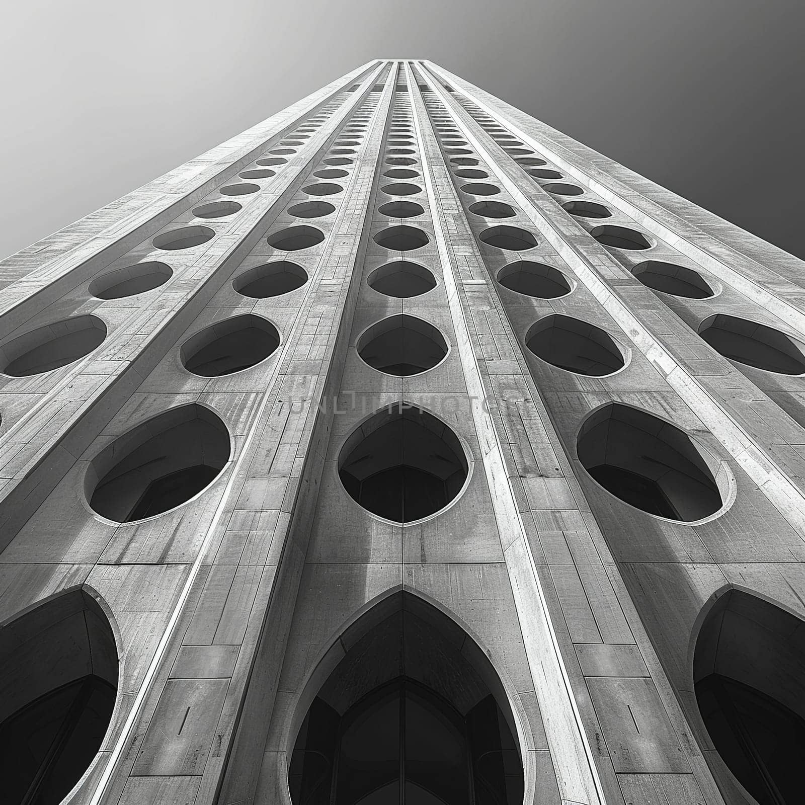 The geometric patterns of a modern skyscraper's facade, symbolizing urban progress and design.