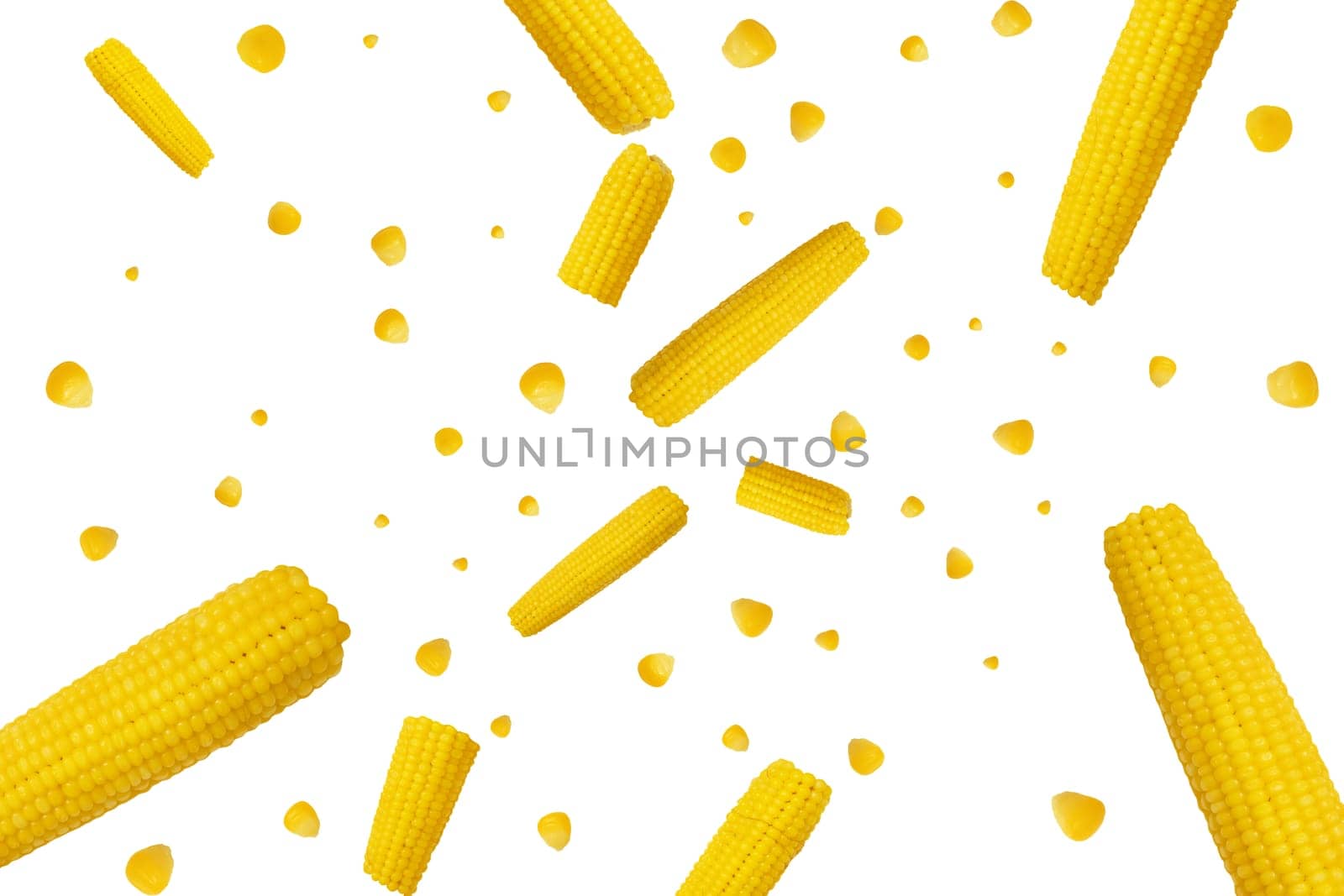corn scatters isolated on white background, food