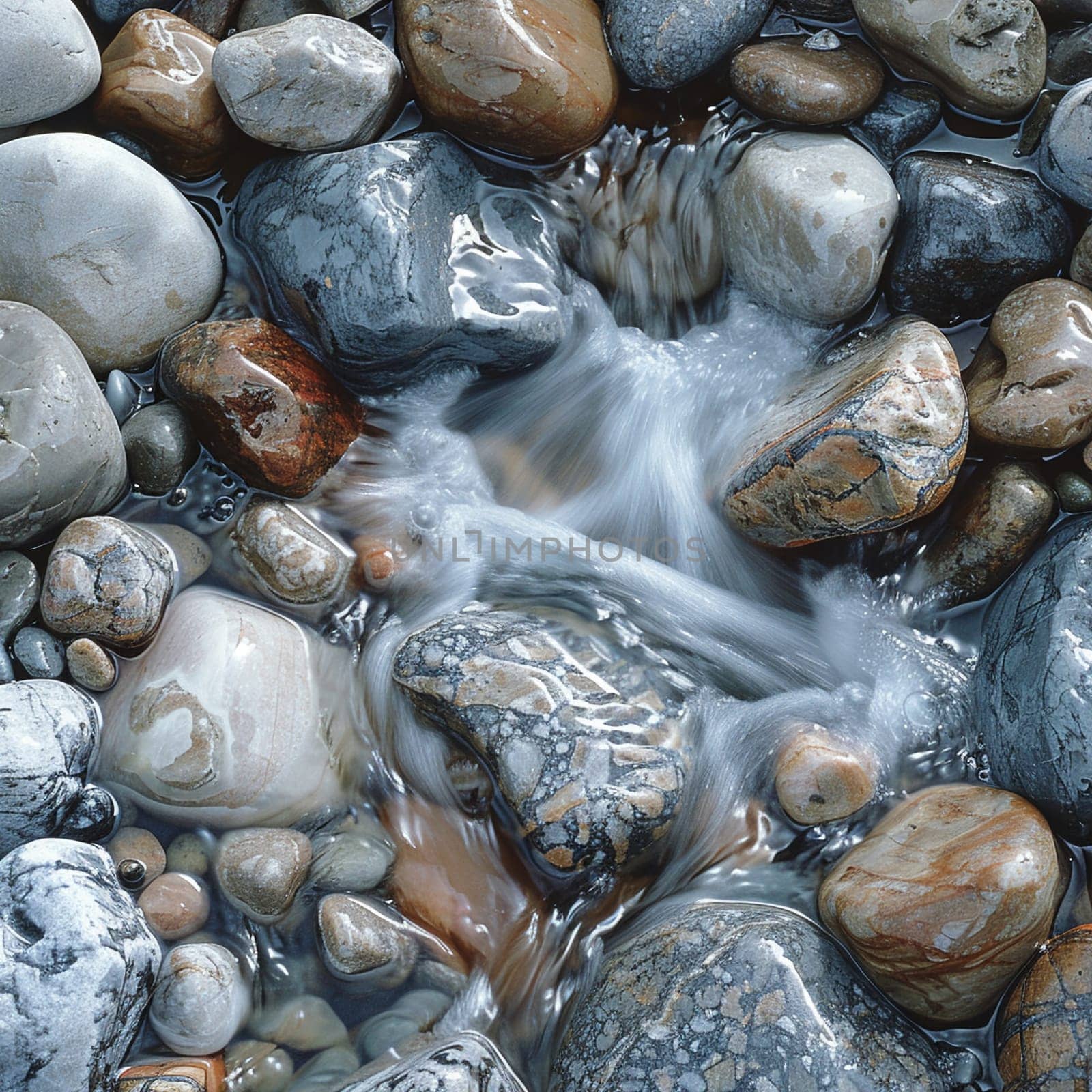 Bubbling brook over smooth stones by Benzoix