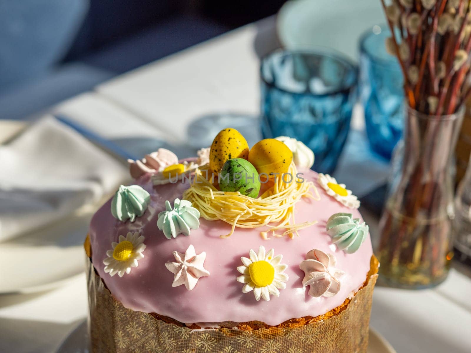 Delicious Easter cake sugar glaze decorated by fascinadora