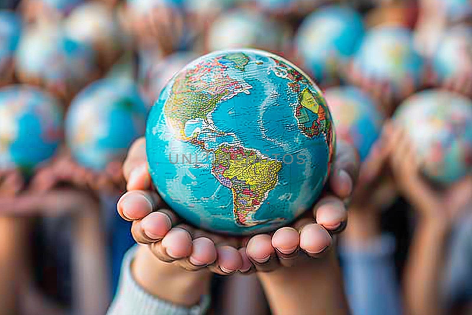 A person is seen holding a small globe in their hands, showcasing a gesture of care and interest towards the planet Earth.