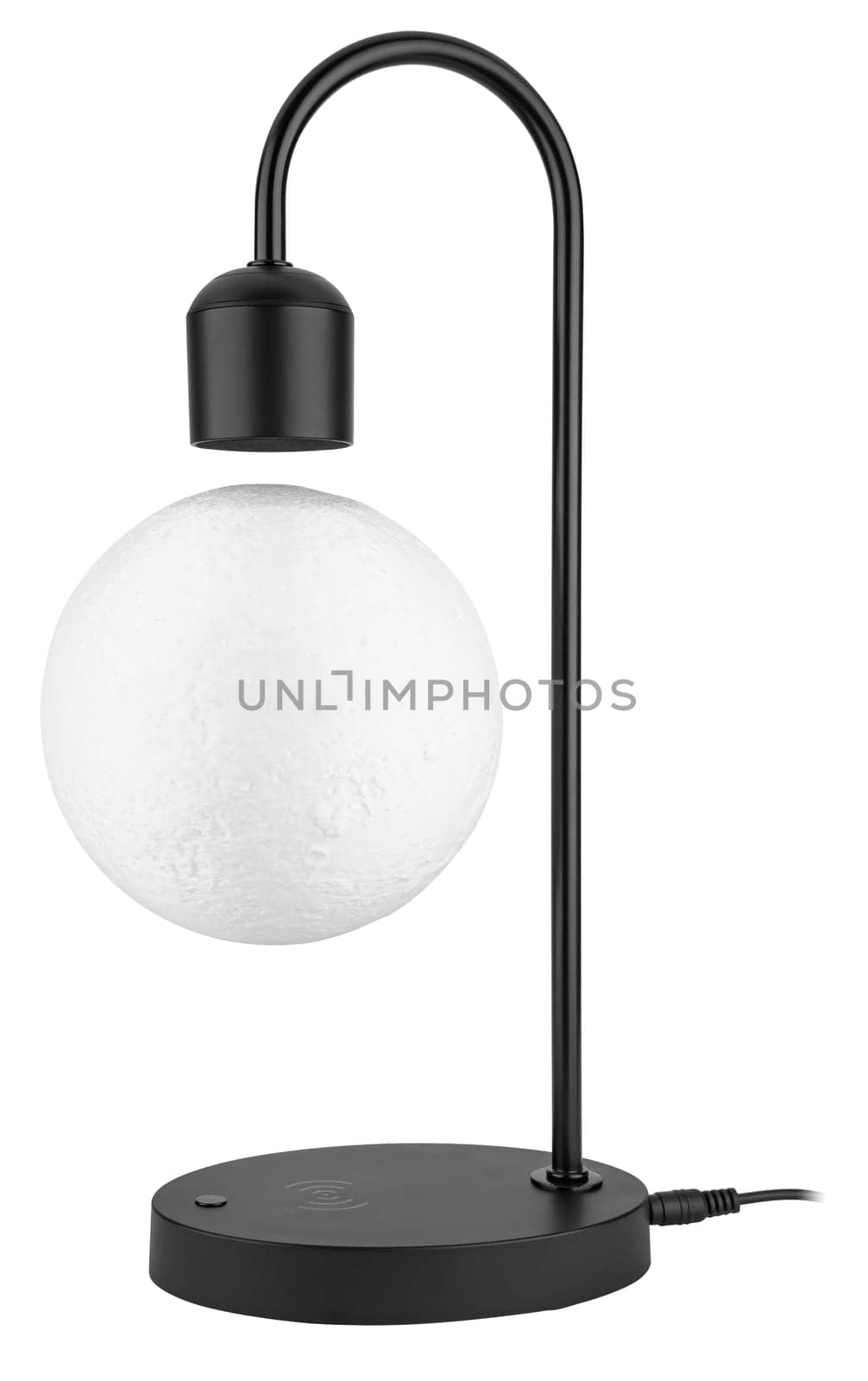 levitating ball lamp on white background in insulation