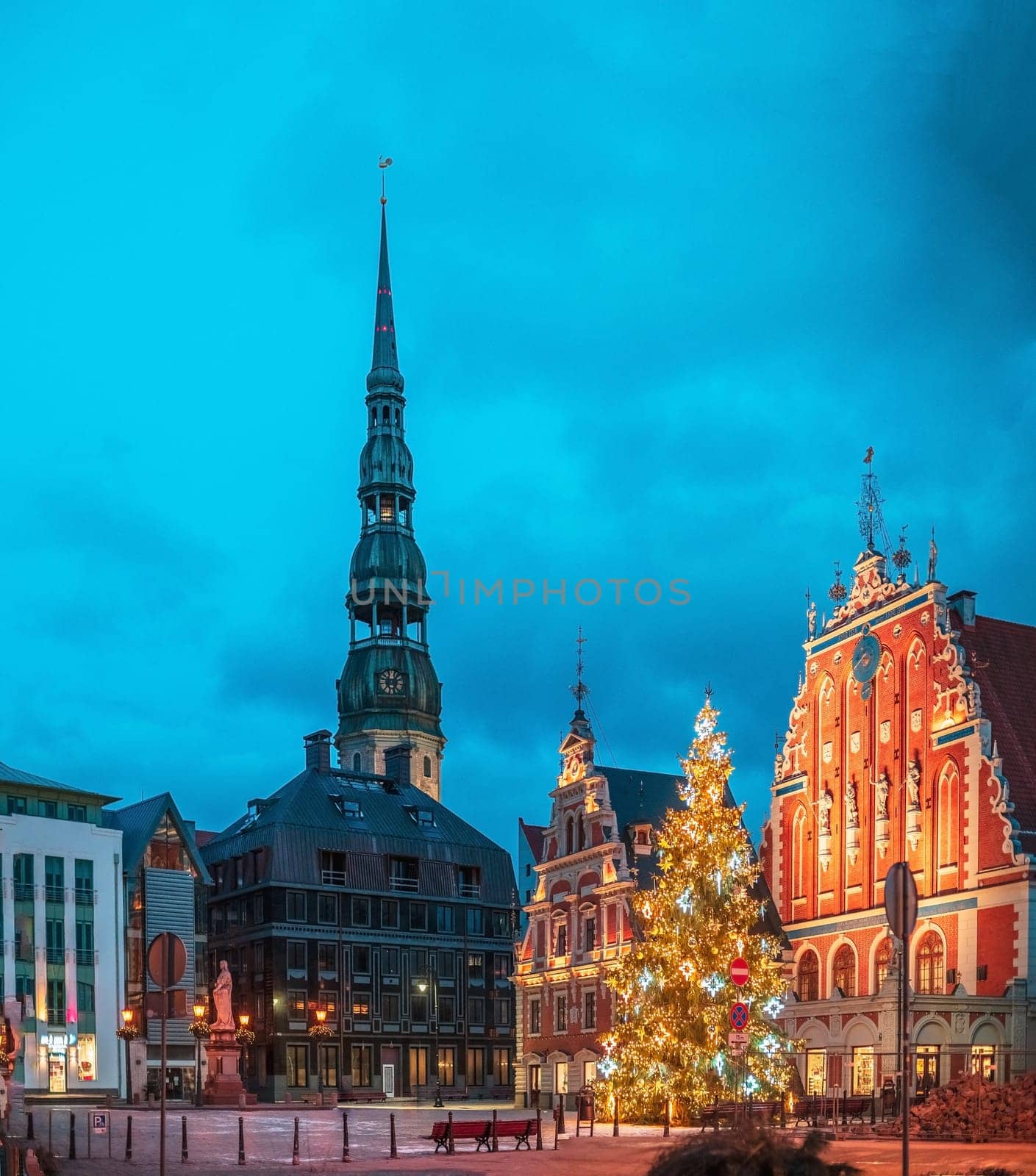 Riga, Latvia. Town Hall Square, Winter New Year Christmas Holiday Season 1 by Mixa74