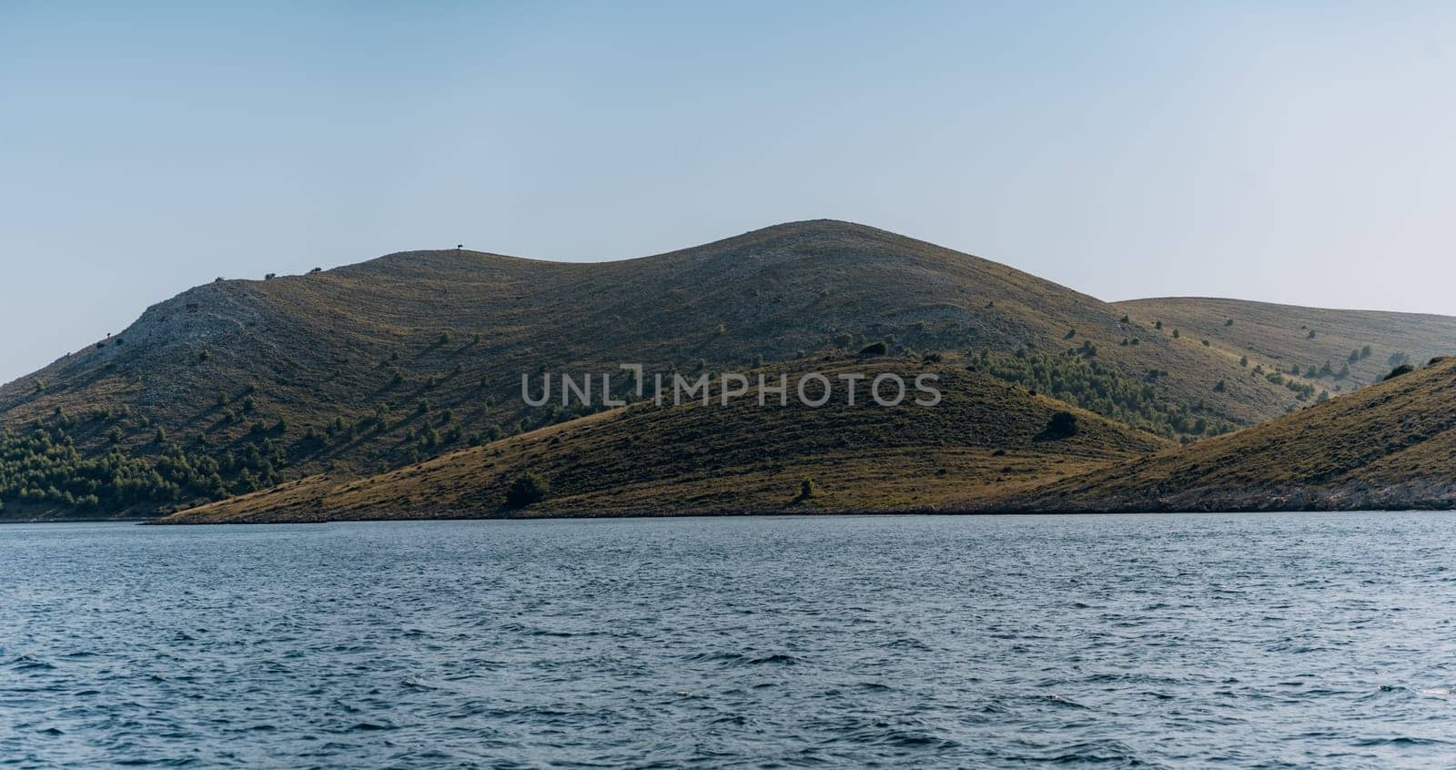 Panoramic seascape view at sunny day, picturesque nature of Telascica National Park, Croatia