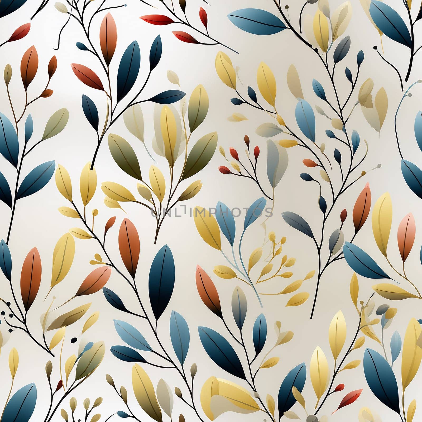 Seamless pattern tile background flowers and floral leaves plants. High quality photo