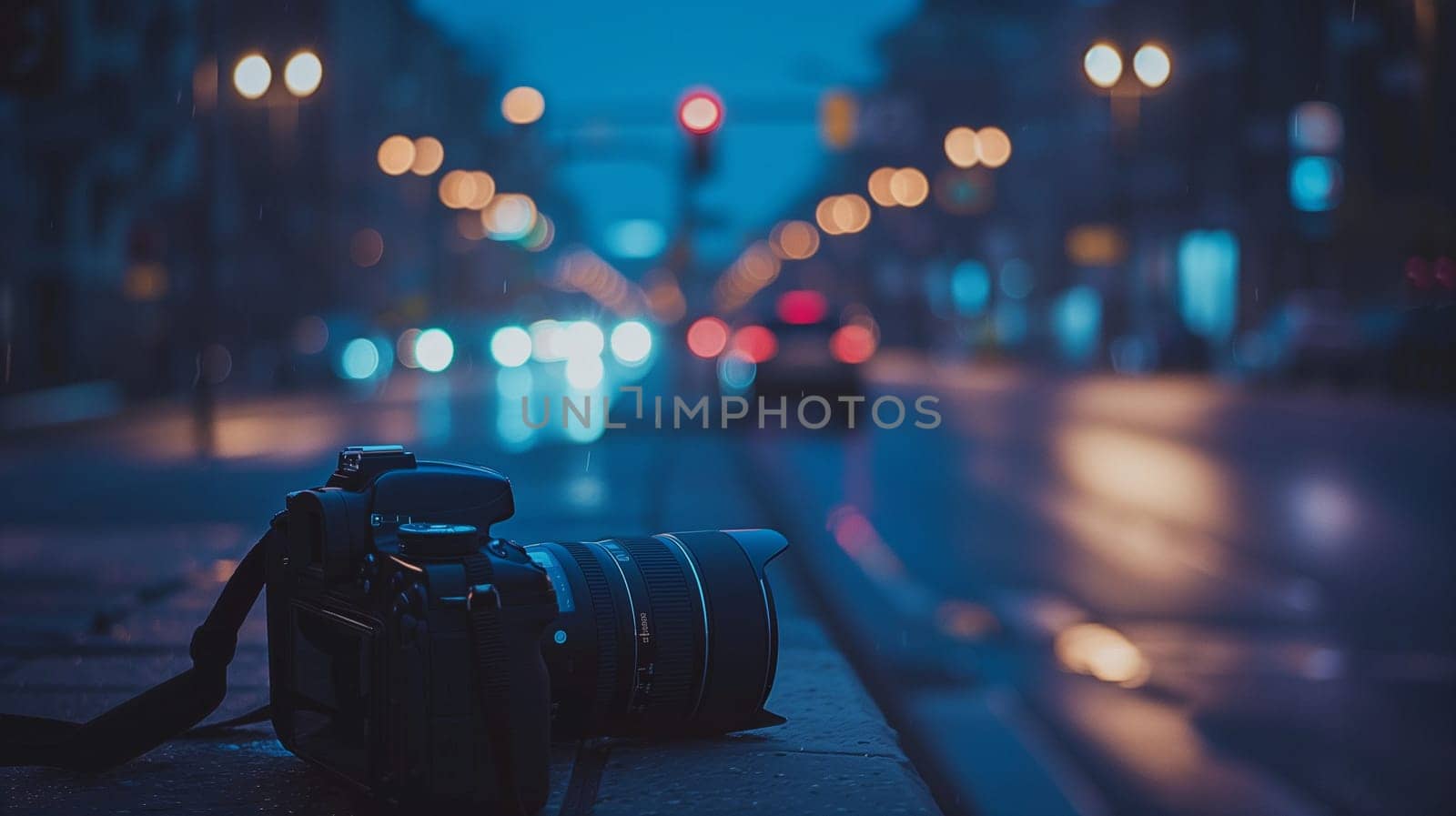 The camera on the evening street. High quality photo