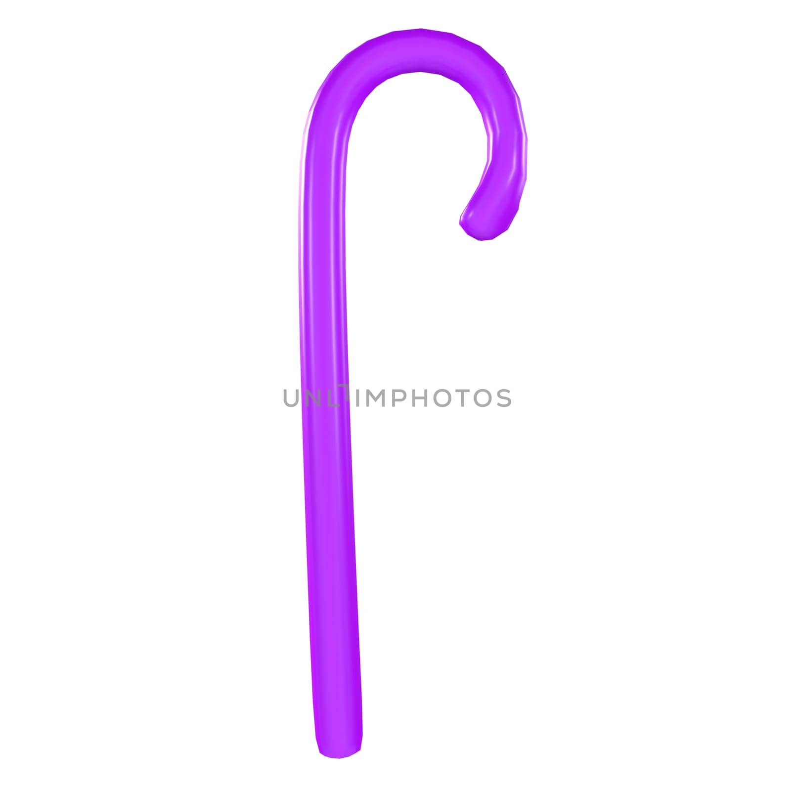 Purple Candy Cane isolated on white background. High quality 3d illustration