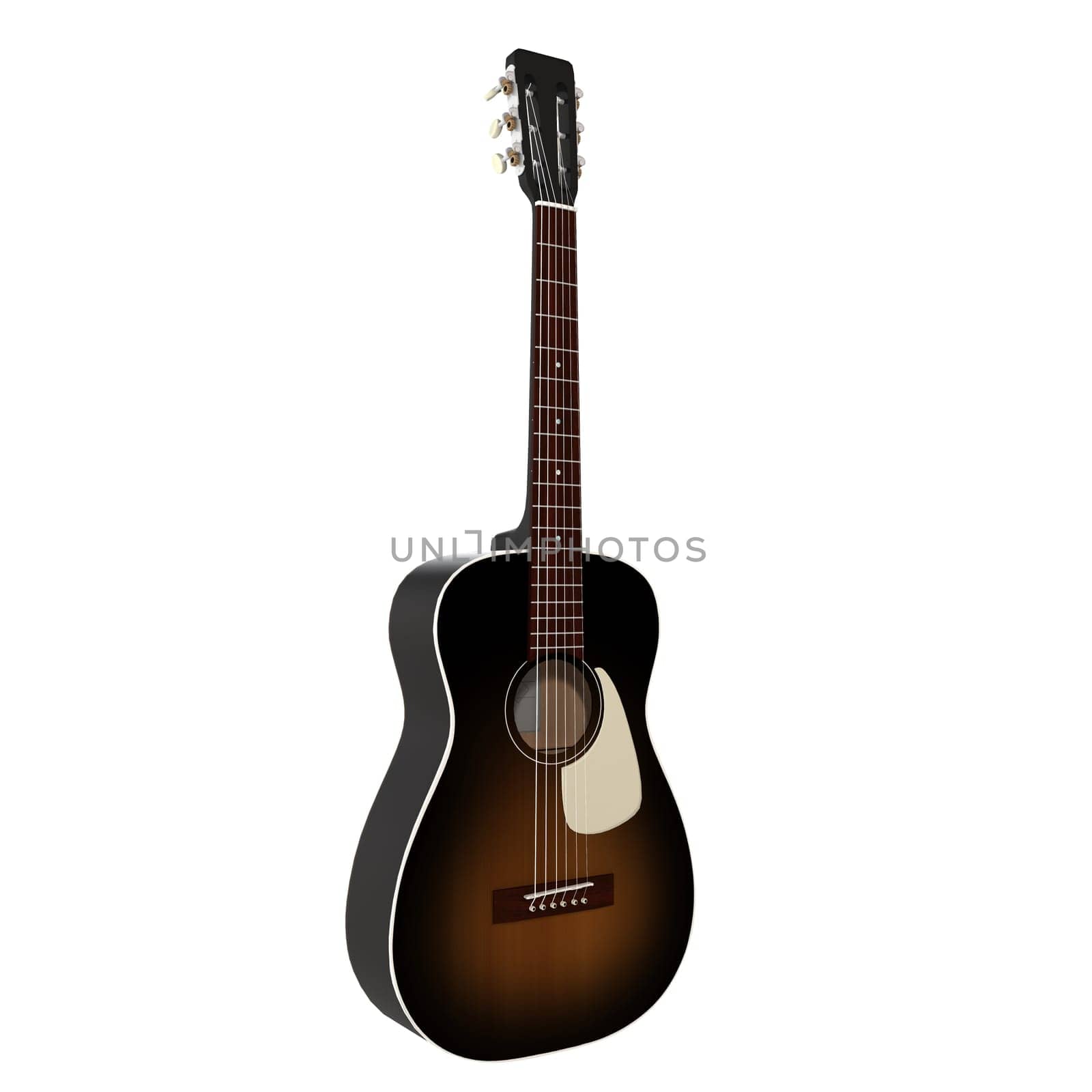 Wood Guitar isolated on white background. High quality 3d illustration