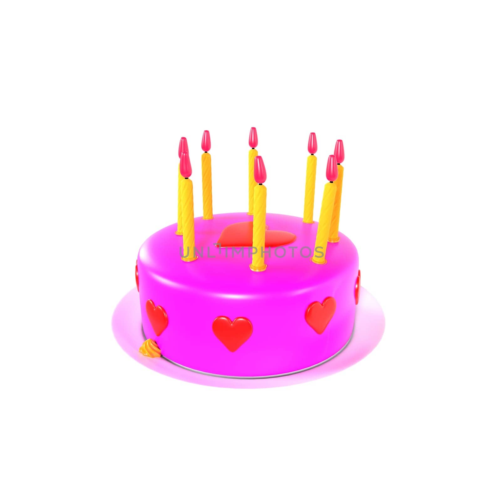 Birthday Cake isolated on white background. High quality 3d illustration