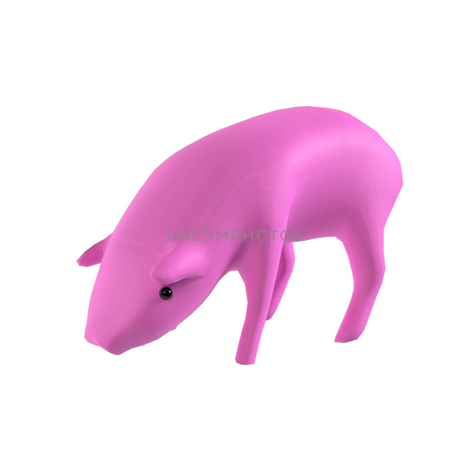 Pink Pig isolated on white background. High quality 3d illustration