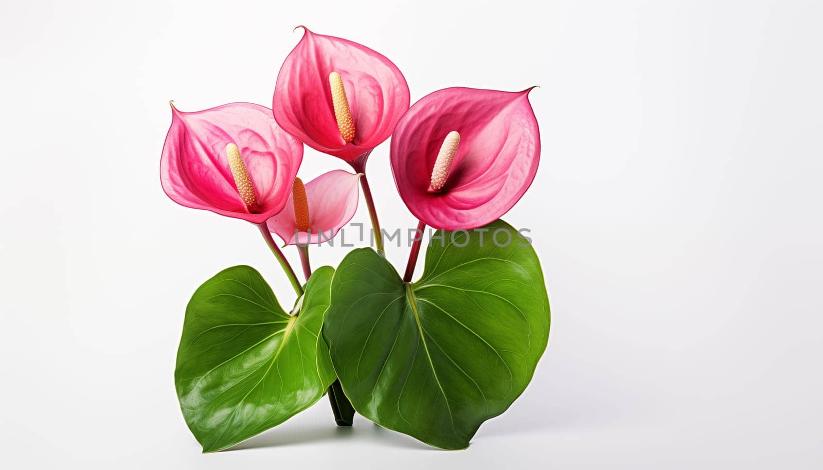 A bright and colorful Anthurium with its heart-shaped. High quality photo