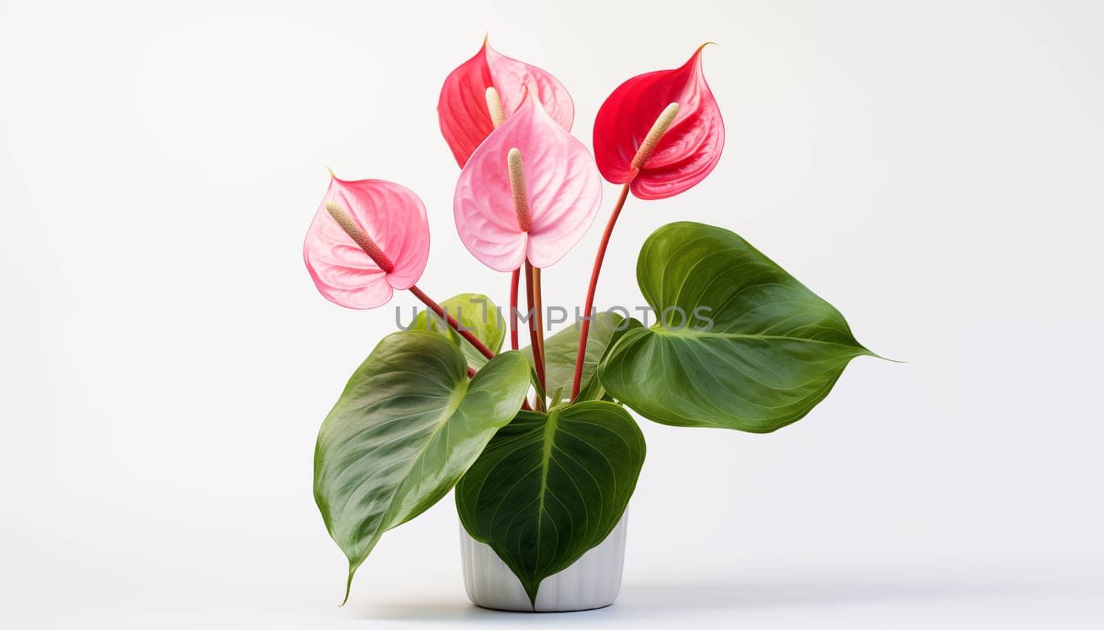 A bright and colorful Anthurium with its heart-shaped. High quality photo