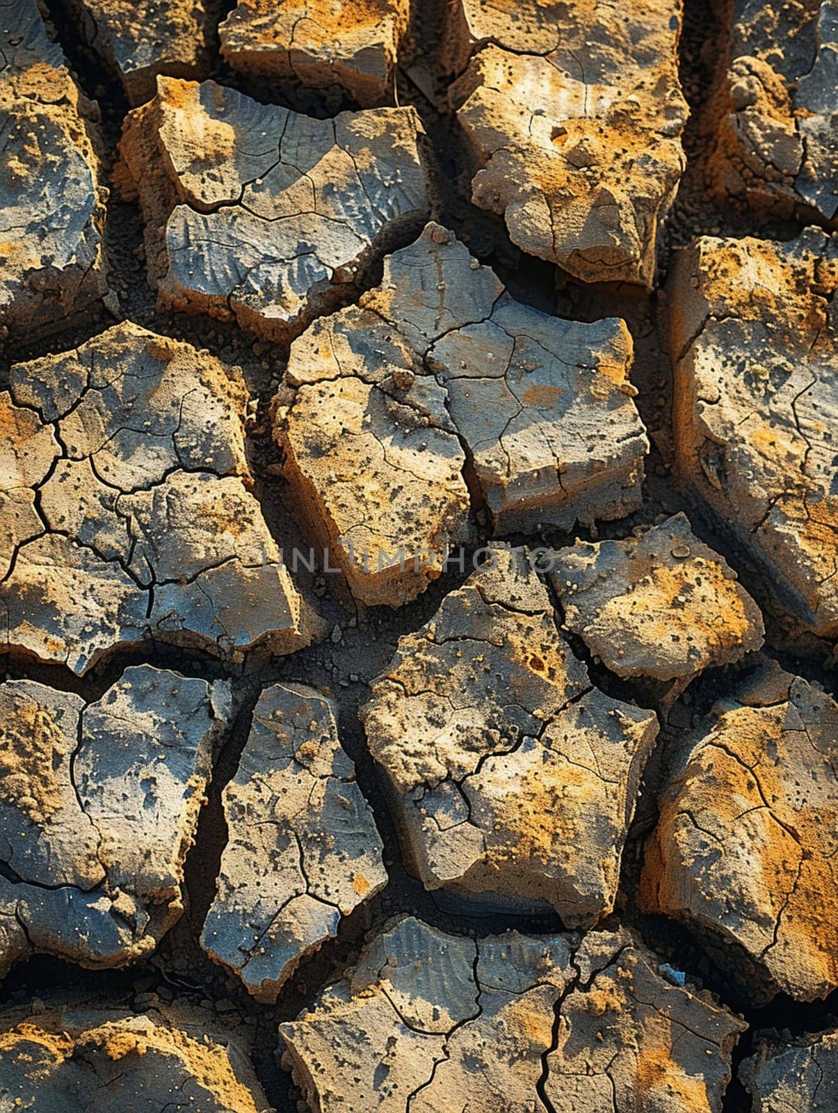 Cracked dry earth texture in desert, representing drought and environmental themes.