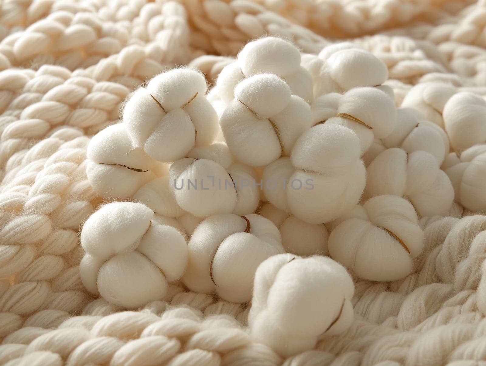 Close-up of fluffy cotton balls, suitable for soft and natural backgrounds.