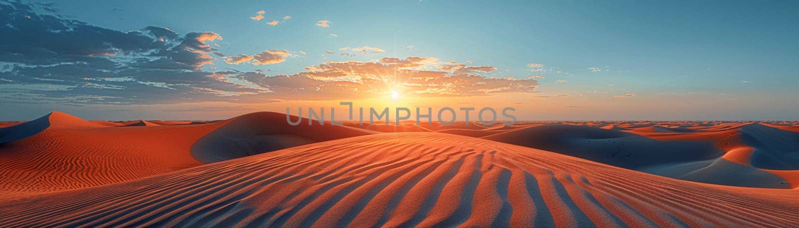 Patterns in the sand dunes under a setting sun, representing natural artistry.