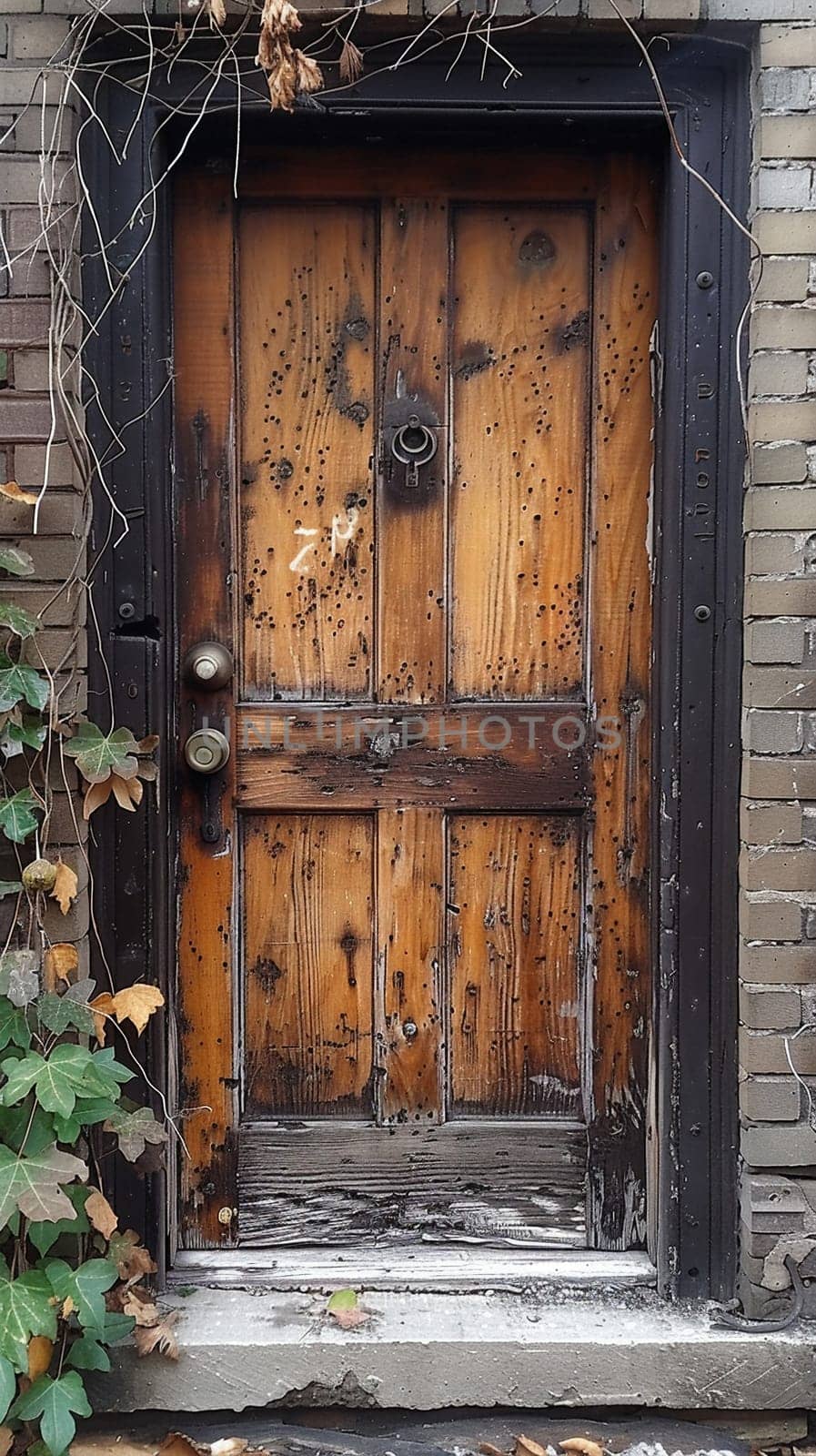 A weathered wooden door in a historic building by Benzoix