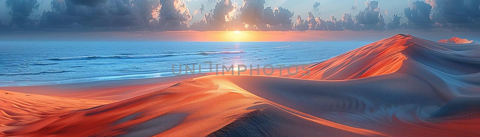 Patterns in the sand dunes under a setting sun, representing natural artistry.