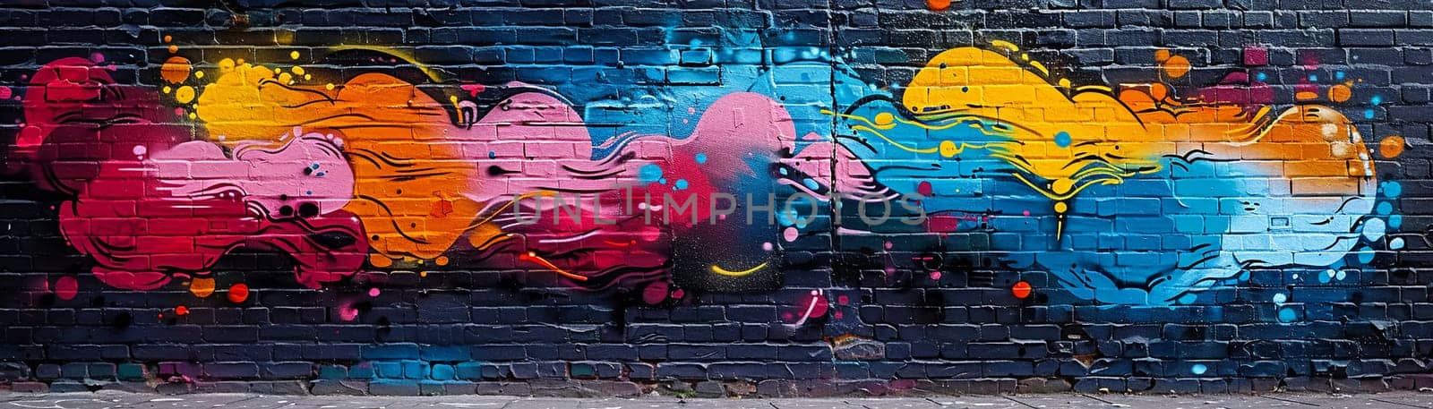 Close-up of colorful graffiti tags by Benzoix