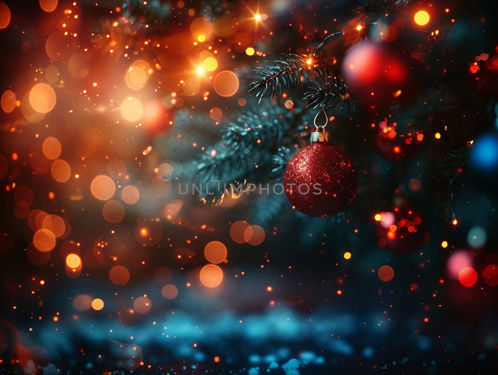 Sparkling bokeh lights on dark background, ideal for festive and holiday designs.