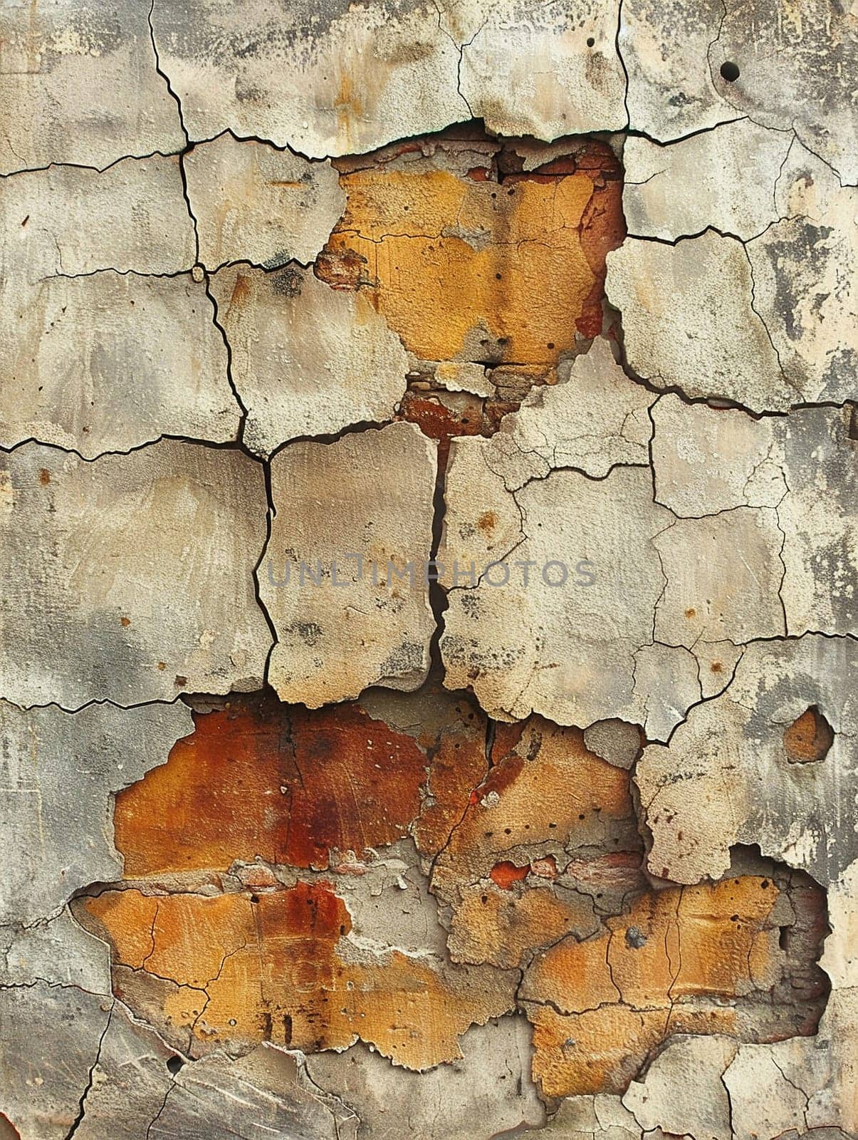 Old plaster wall with cracks and texture, great for historical and textured backgrounds.