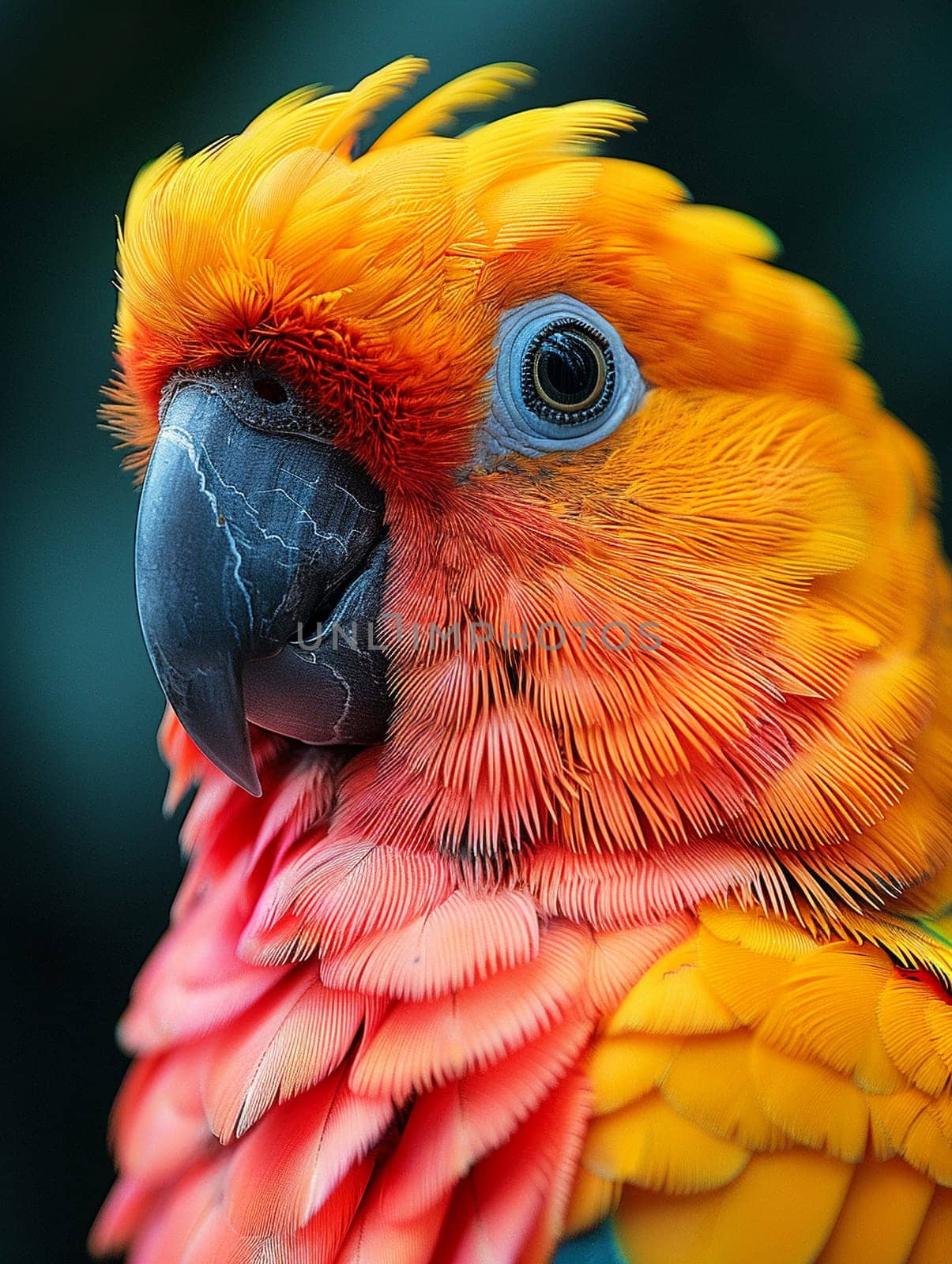 Close-up of a colorful parrot's feathers, great for vibrant and exotic projects.