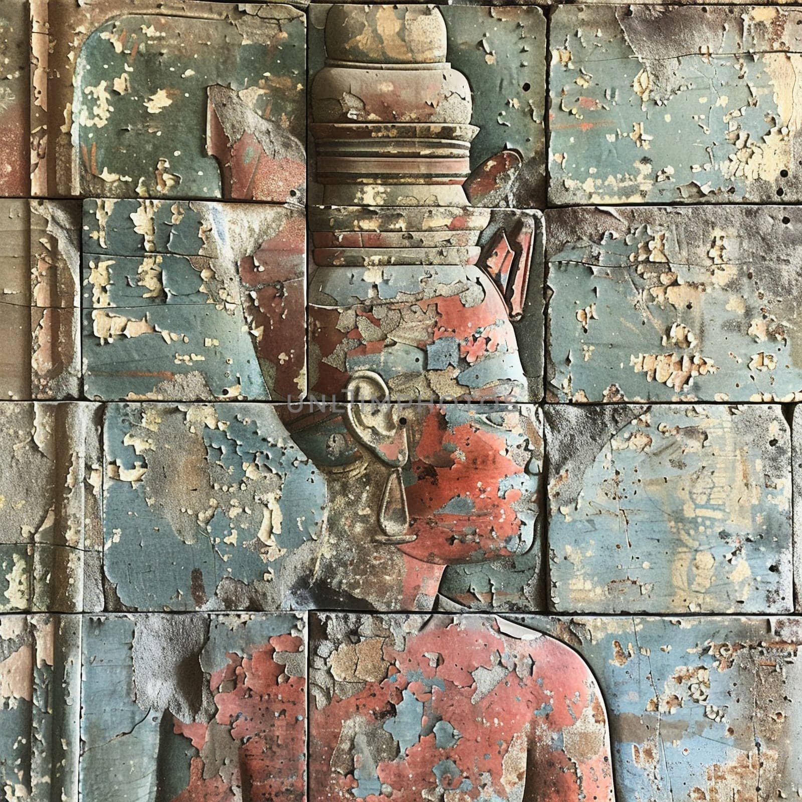 Fading murals on an ancient temple wall by Benzoix