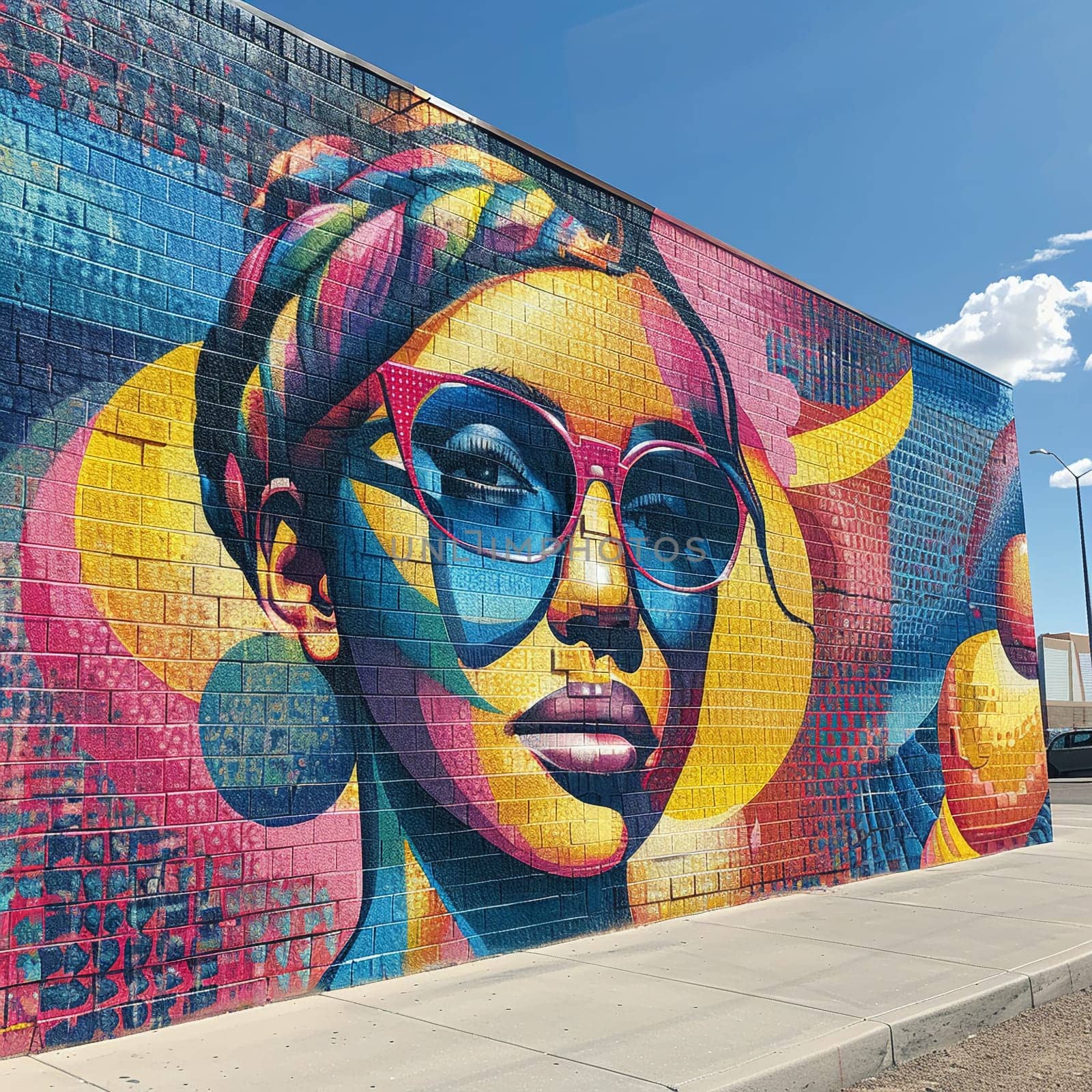 A vibrant mural painting on an urban wall by Benzoix