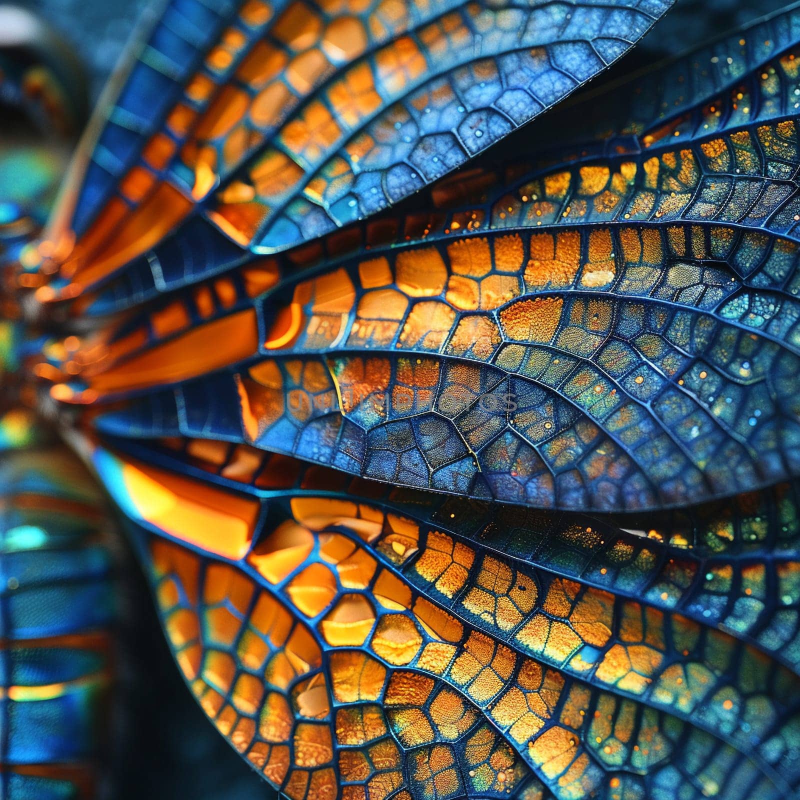 Close-up of a dragonfly's wings, showcasing the elegance and precision of nature's design.