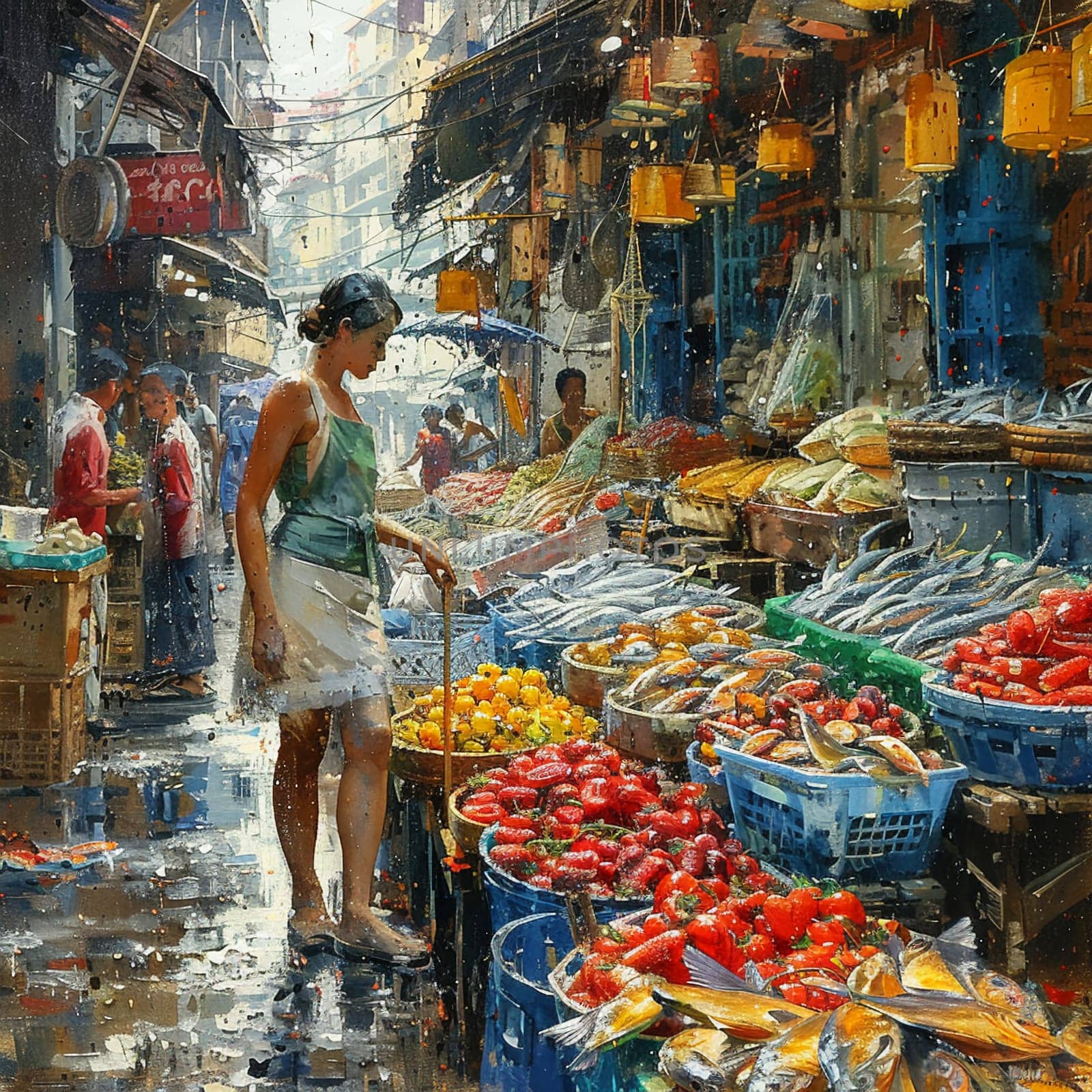 The vibrant hustle of a street market by Benzoix