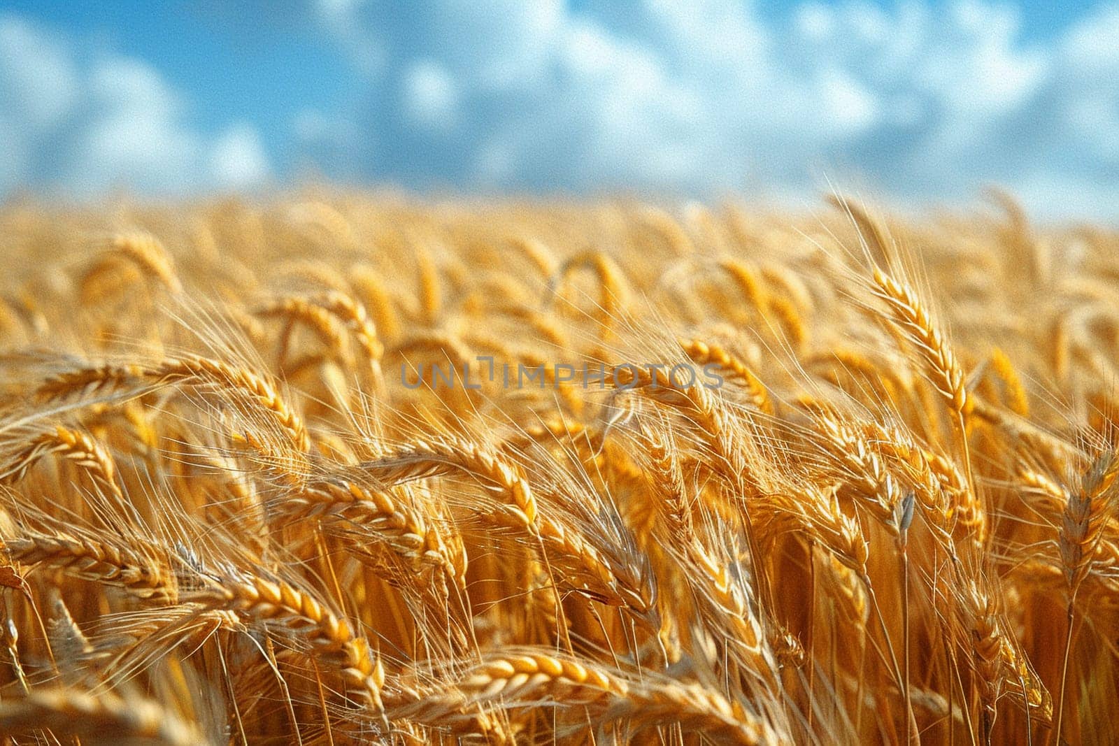 Golden wheat field swaying in the breeze by Benzoix