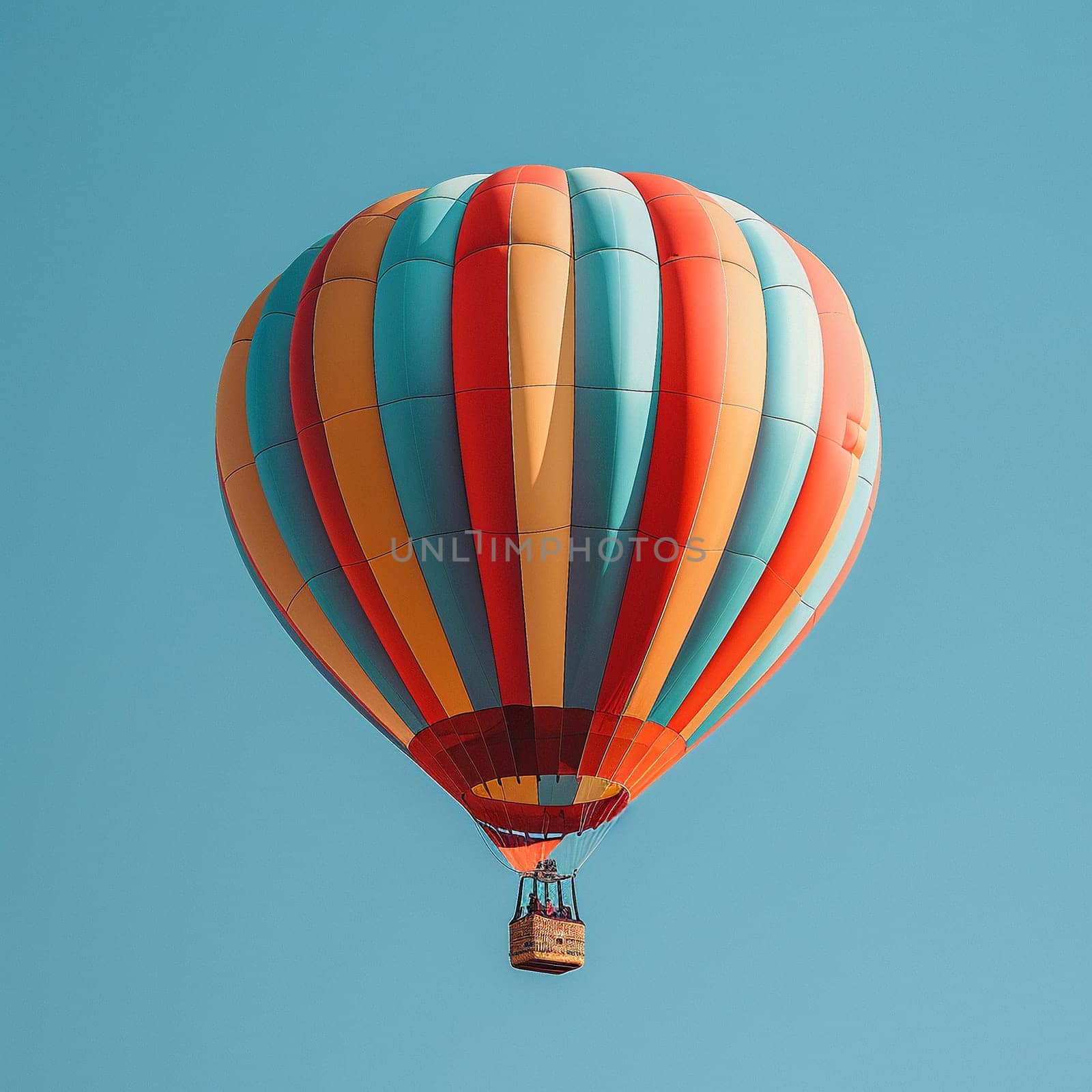 A colorful hot air balloon floating against a clear blue sky by Benzoix