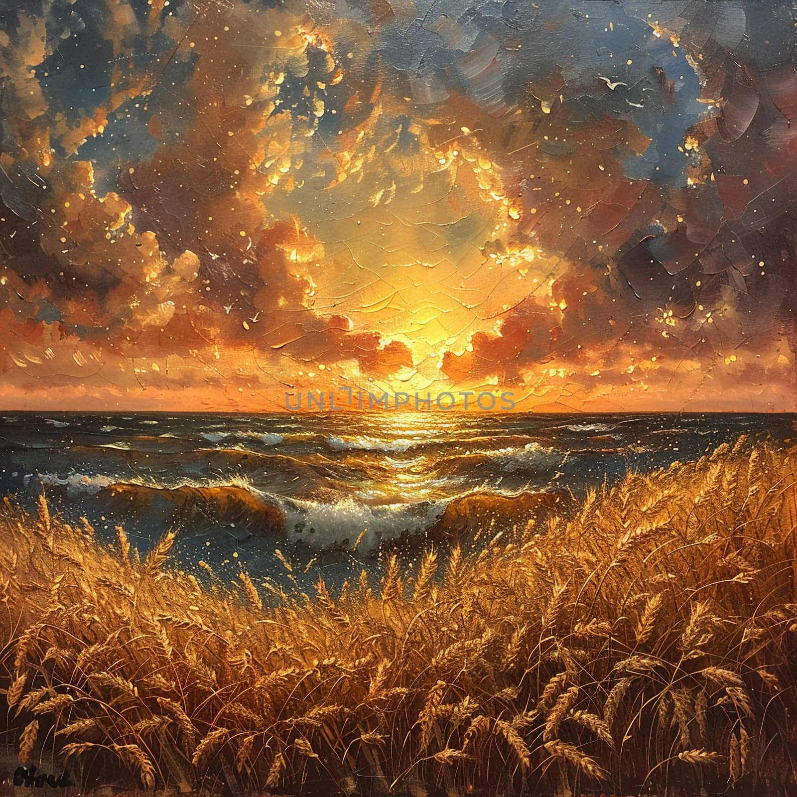 Waves of grain in a field at sunset, symbolizing abundance and the natural world.