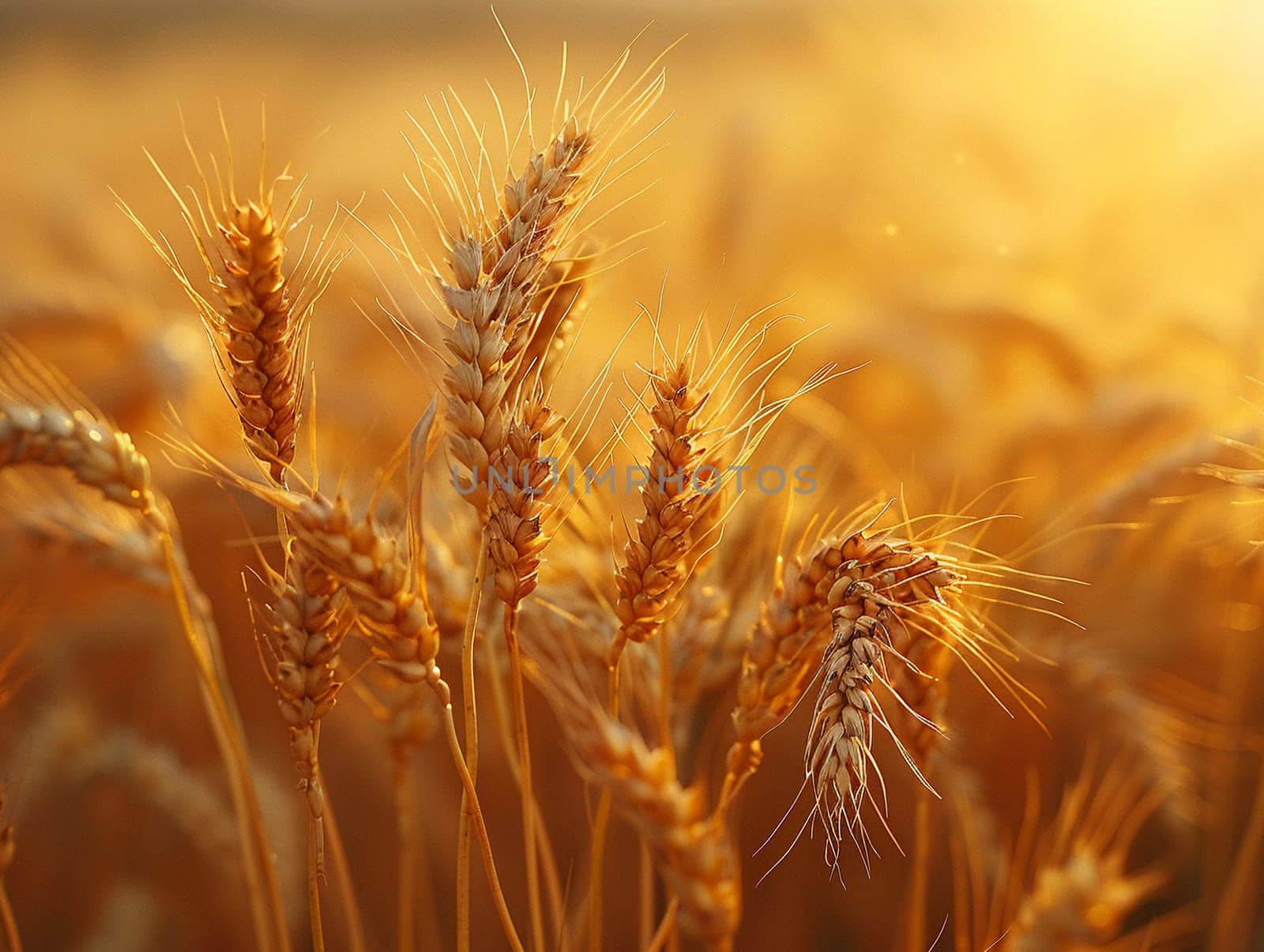 Golden wheat field swaying in the breeze by Benzoix