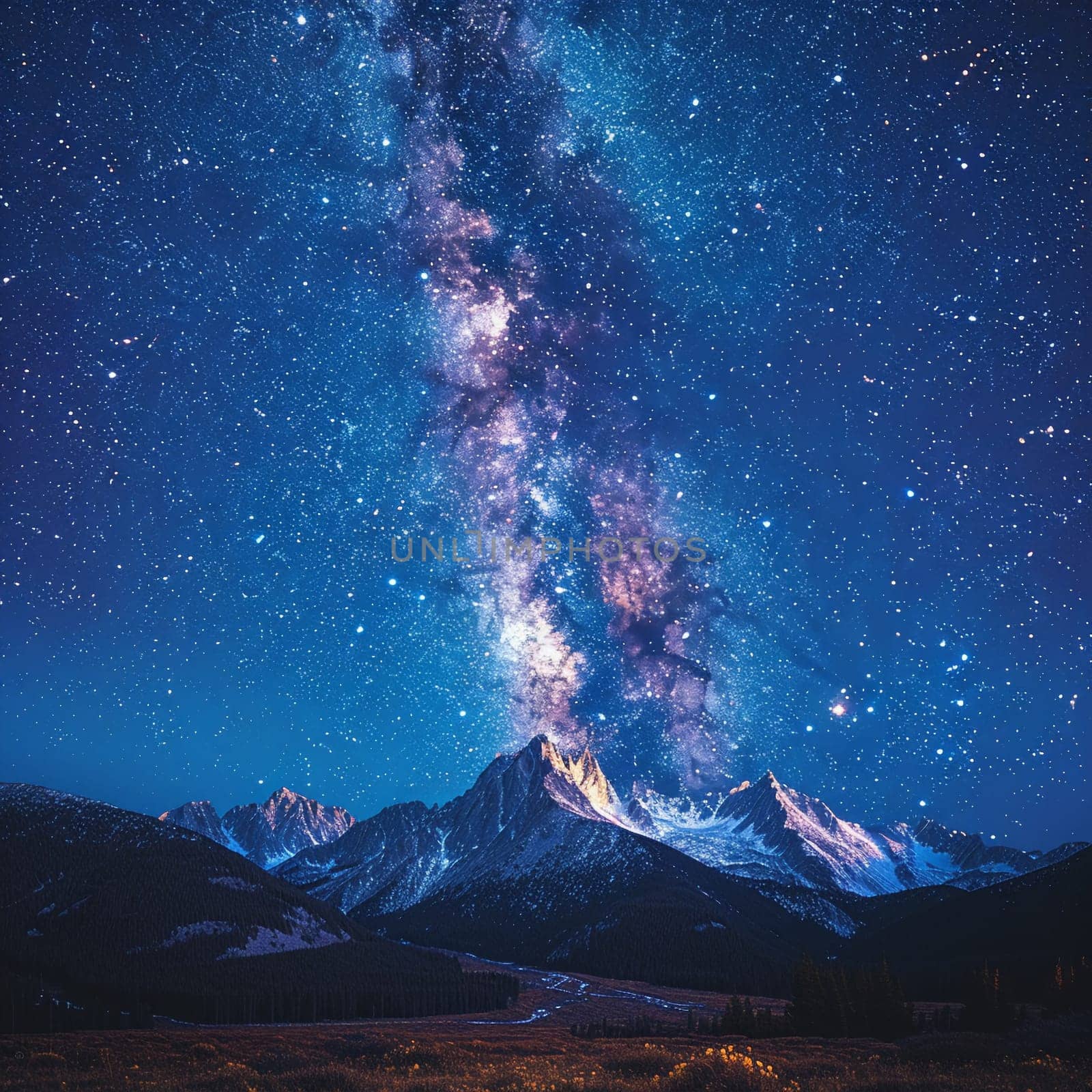 The Milky Way arching over a quiet mountain landscape by Benzoix