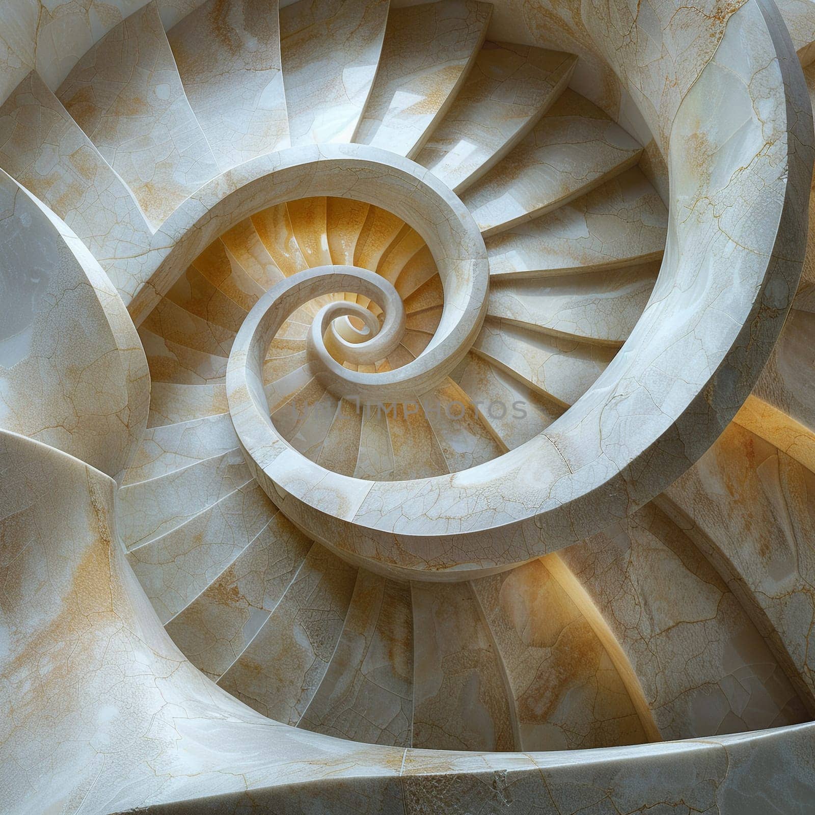 The architectural detail of a spiral staircase by Benzoix