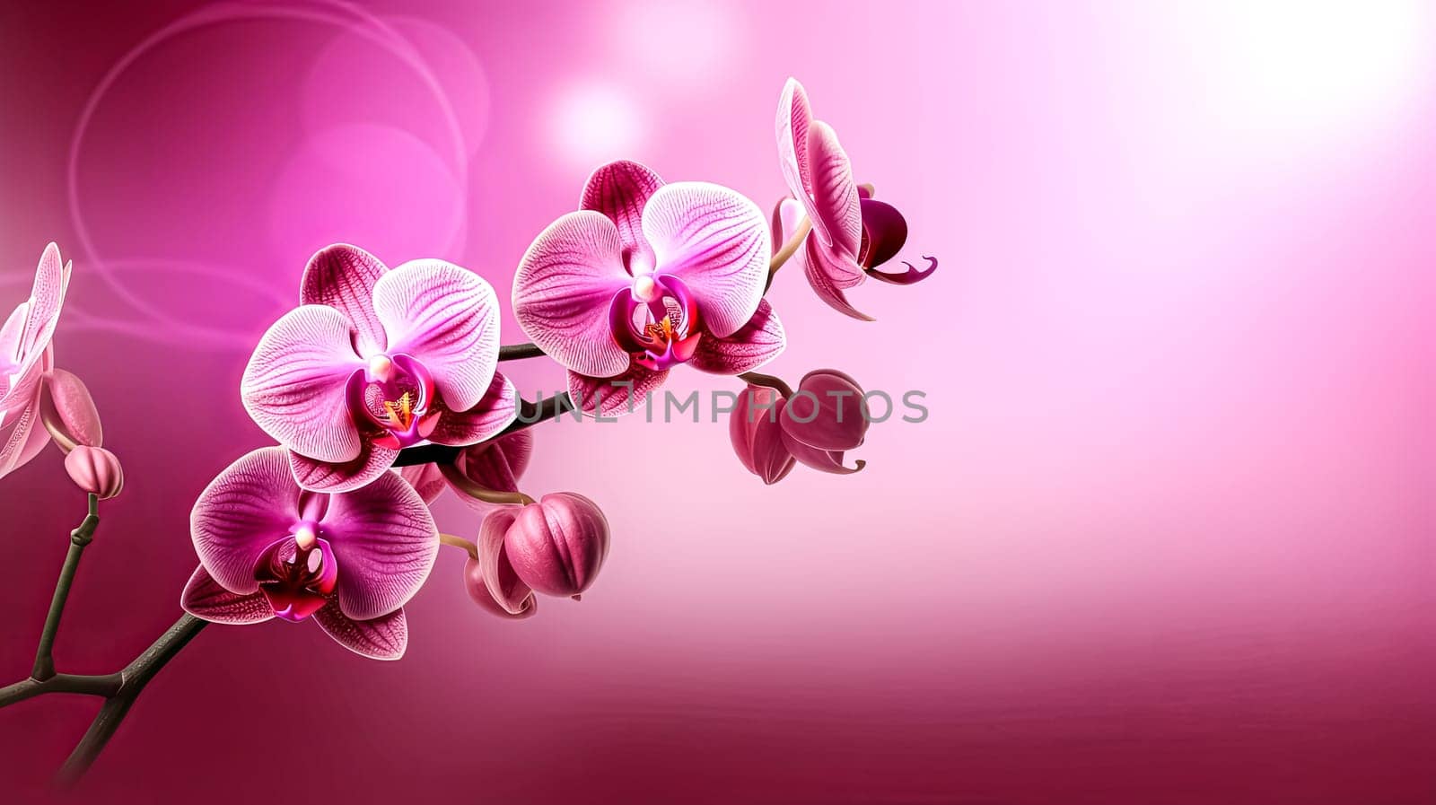 Two pink orchids are shown on a purple background. The flowers are in full bloom and are the main focus of the image. The purple background adds a sense of depth and contrast to the flowers