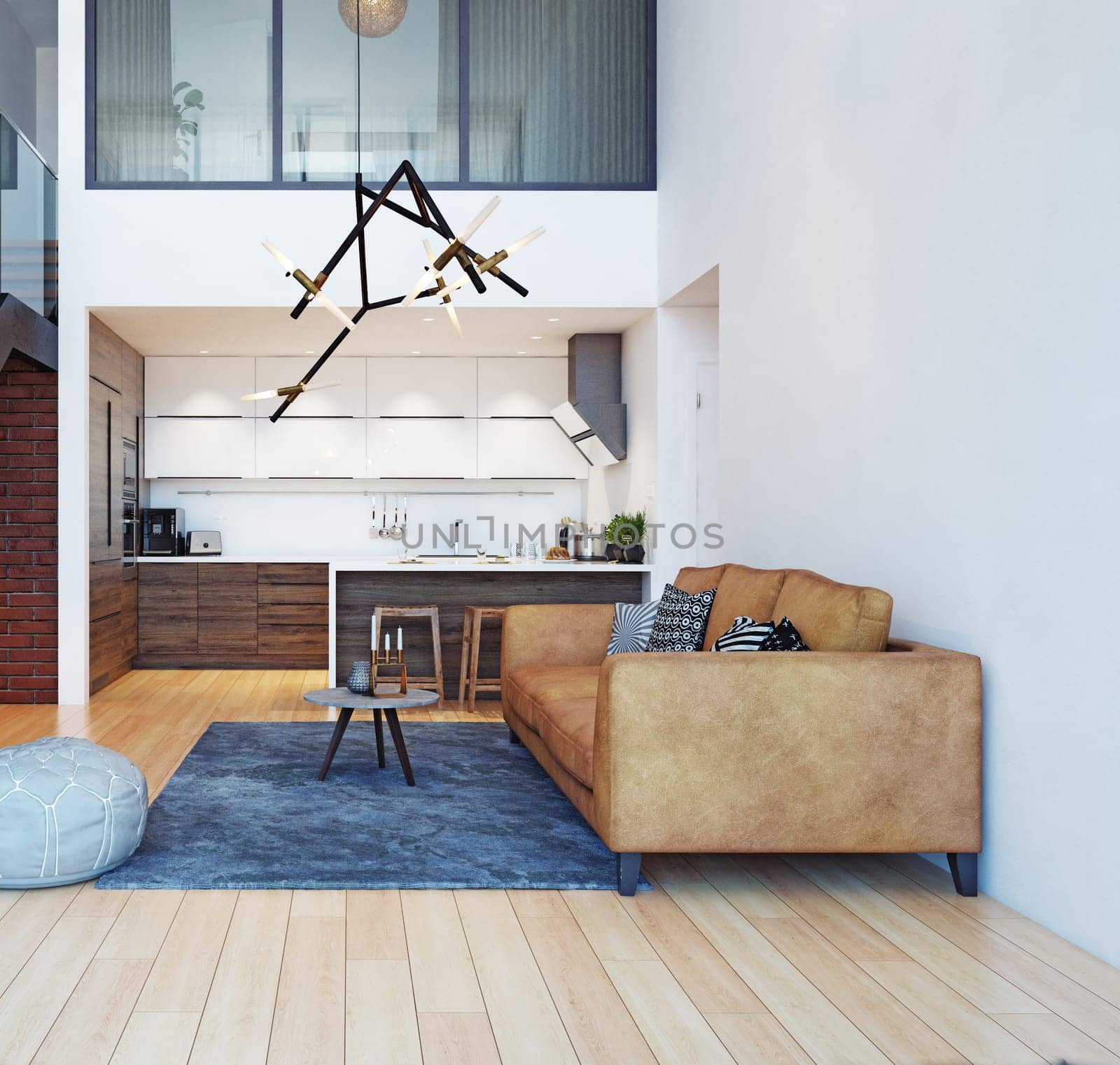 modern home interior. 3d rendering design concept