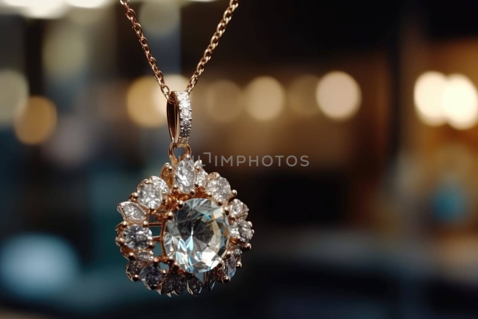 Cut diamond in a pendant on a blurry background by GekaSkr