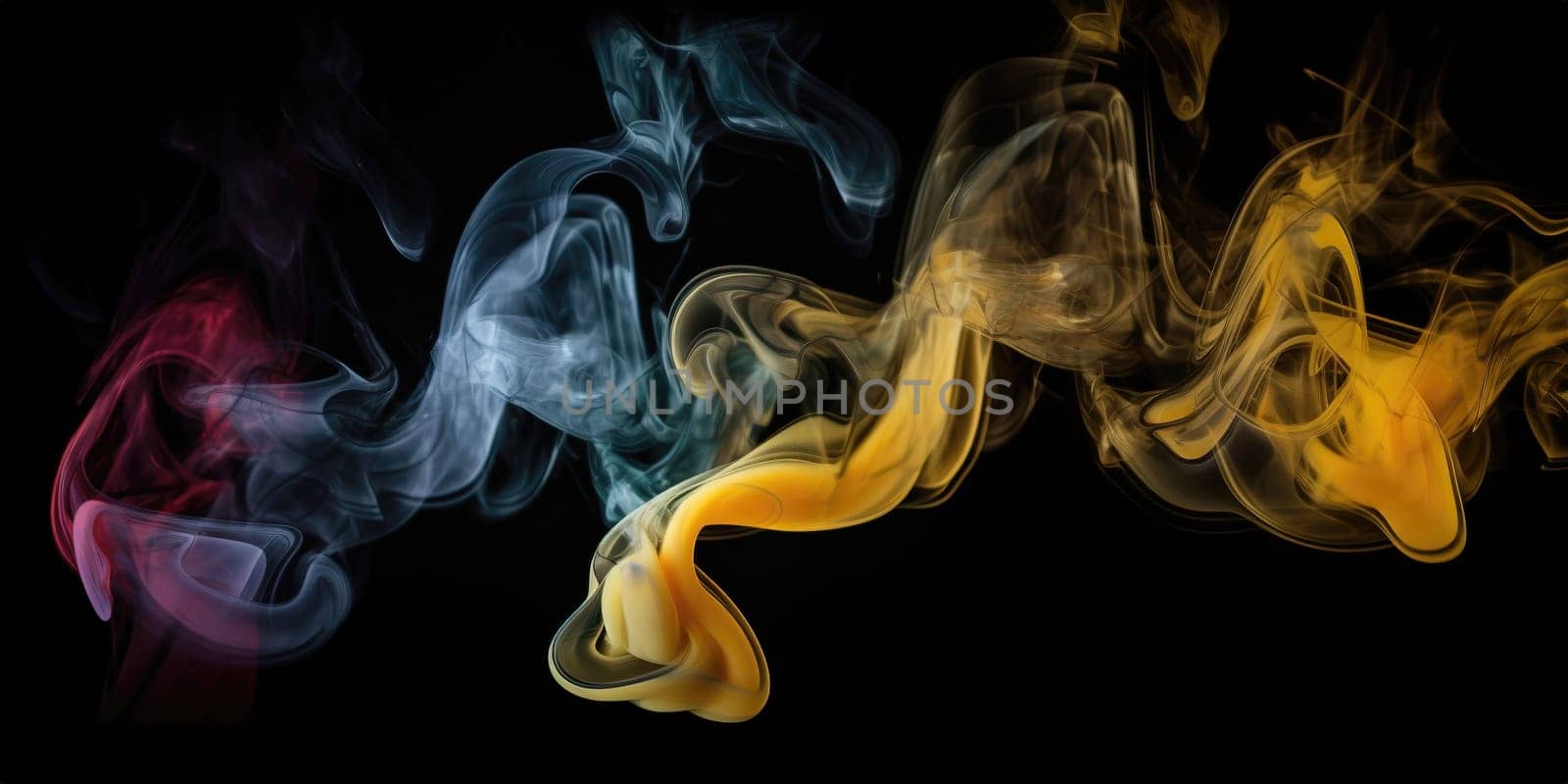 colorful textured smoke on a black background, concept of abstract , generative AI