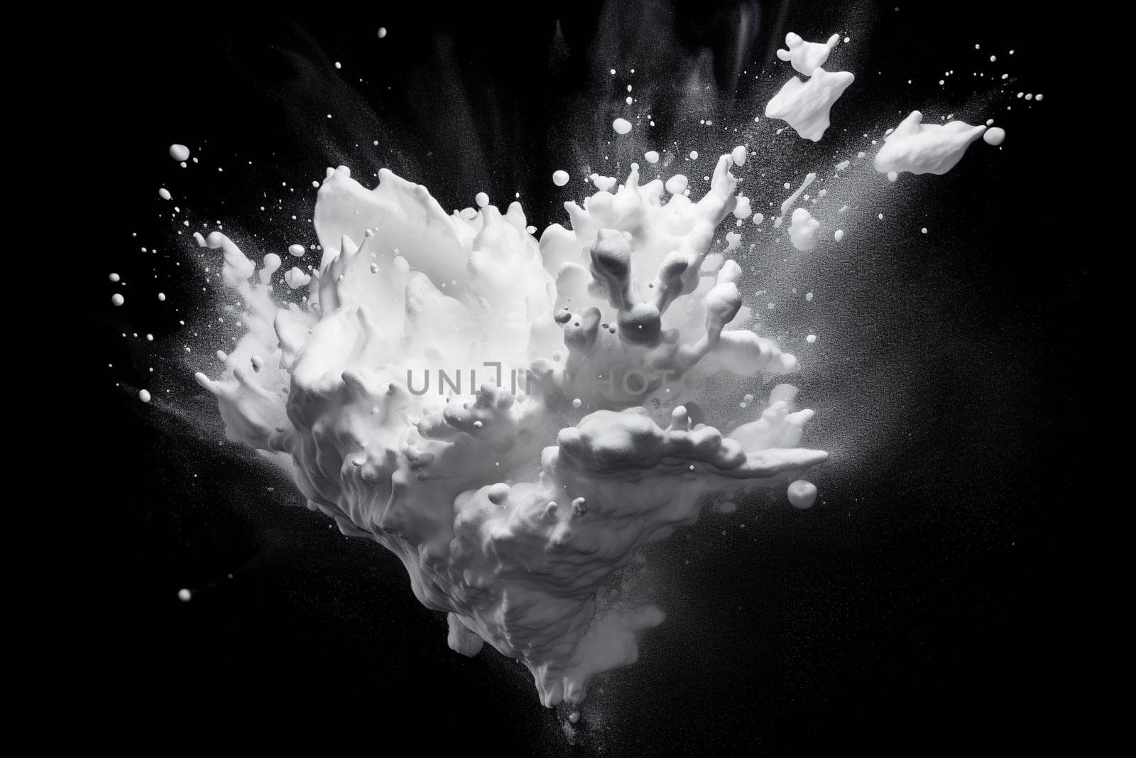 Drops And Splashes Of White Paint On Black by GekaSkr