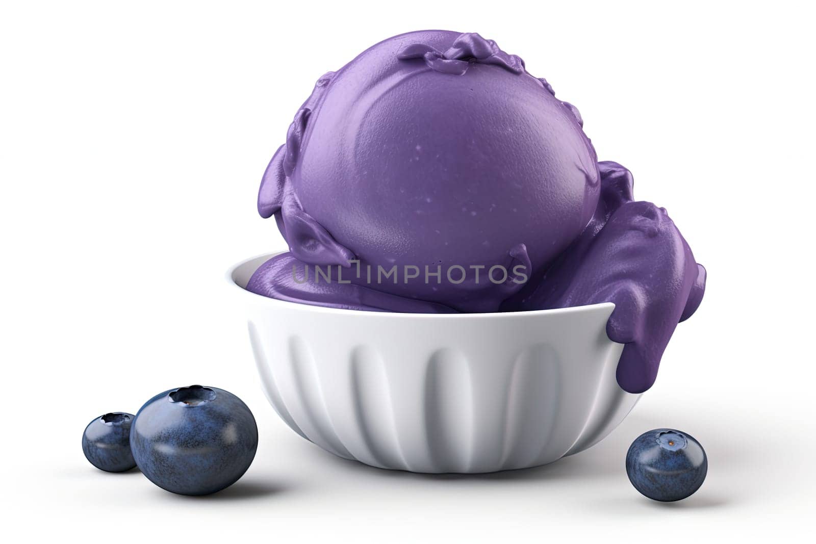 Raspberry ice cream scoop with berries by GekaSkr