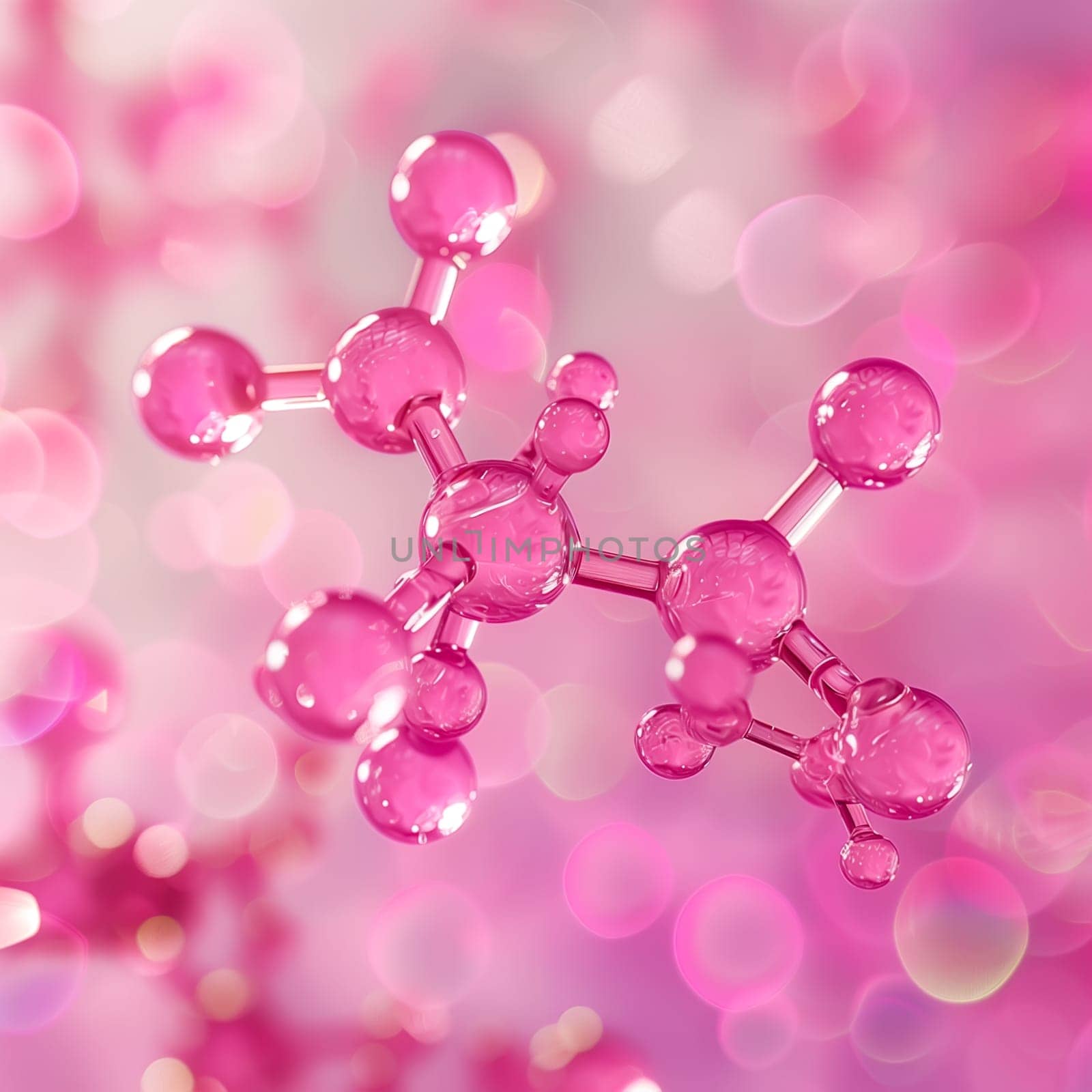 Abstract pink molecular structure for cosmetics product
