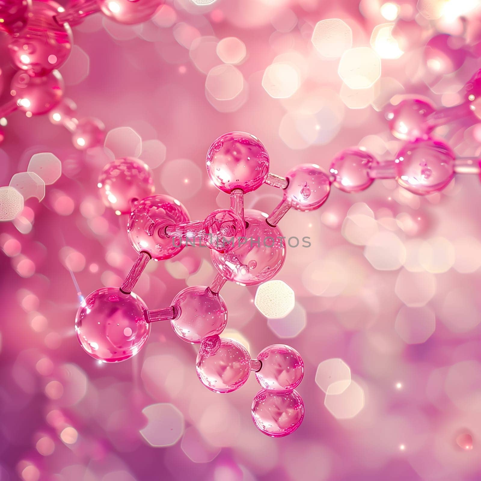 Abstract pink molecular structure for cosmetics product. by sarymsakov