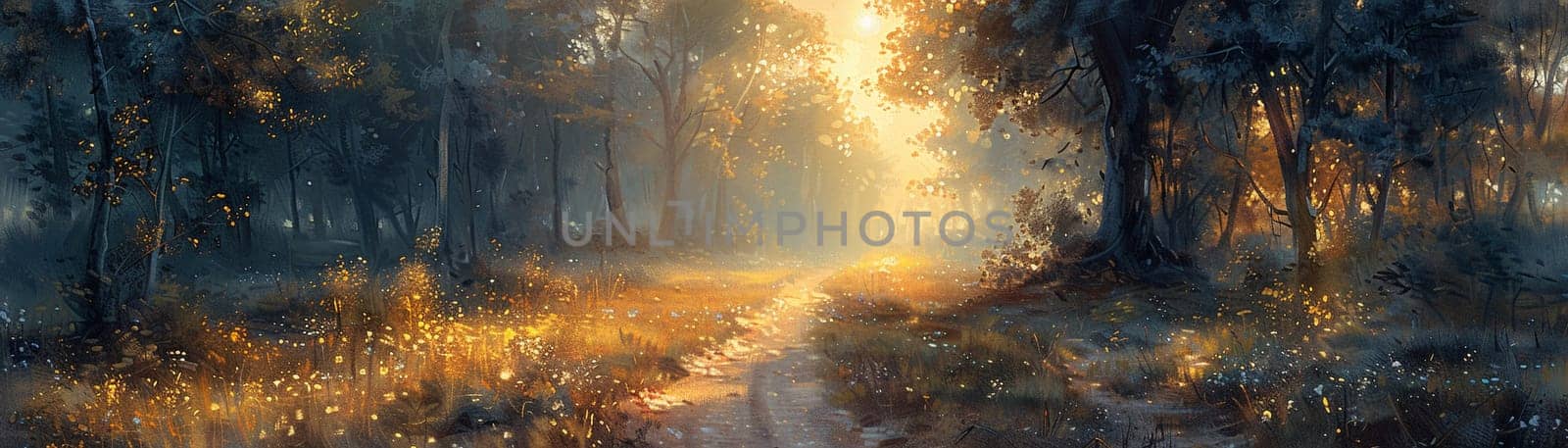 Golden hour shadow painted with a Monet-inspired impressionistic approach by Benzoix