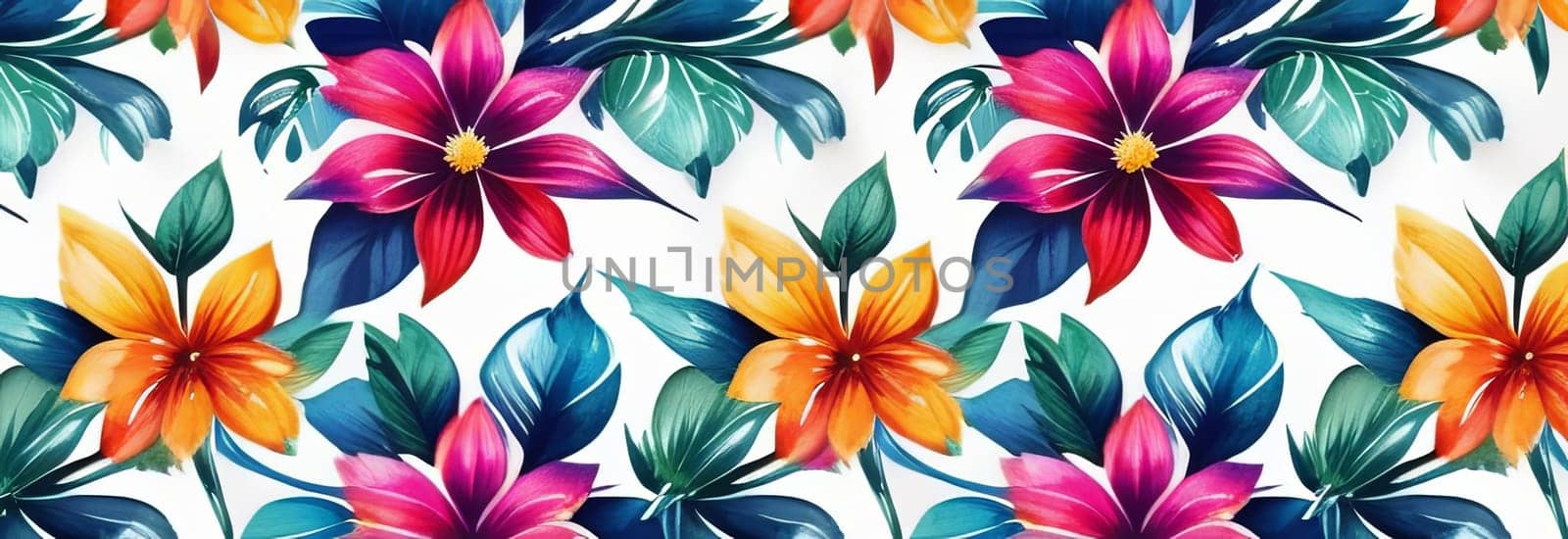 Vibrant floral painting set against white backdrop. For meditation apps, cover of book about spiritual growth, designs for yoga studios, spa salons, illustration for articles on inner peace, harmony